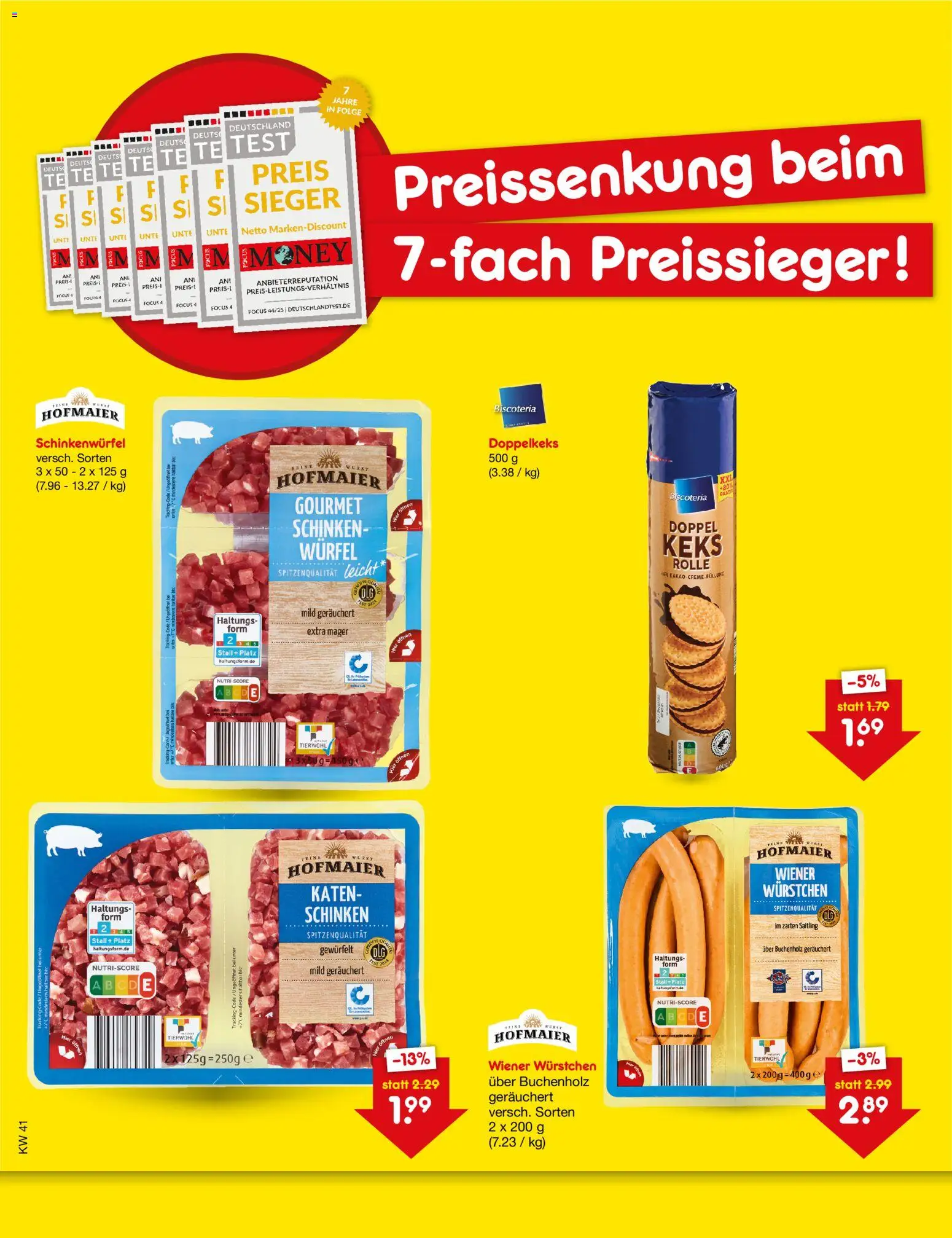Netto Marken-Discount Preissenkung auf Dauer – gültig ab 08.10.2026 | Seite: 1 | Produkte: Wiener wurstchen, Wurst, Schinken