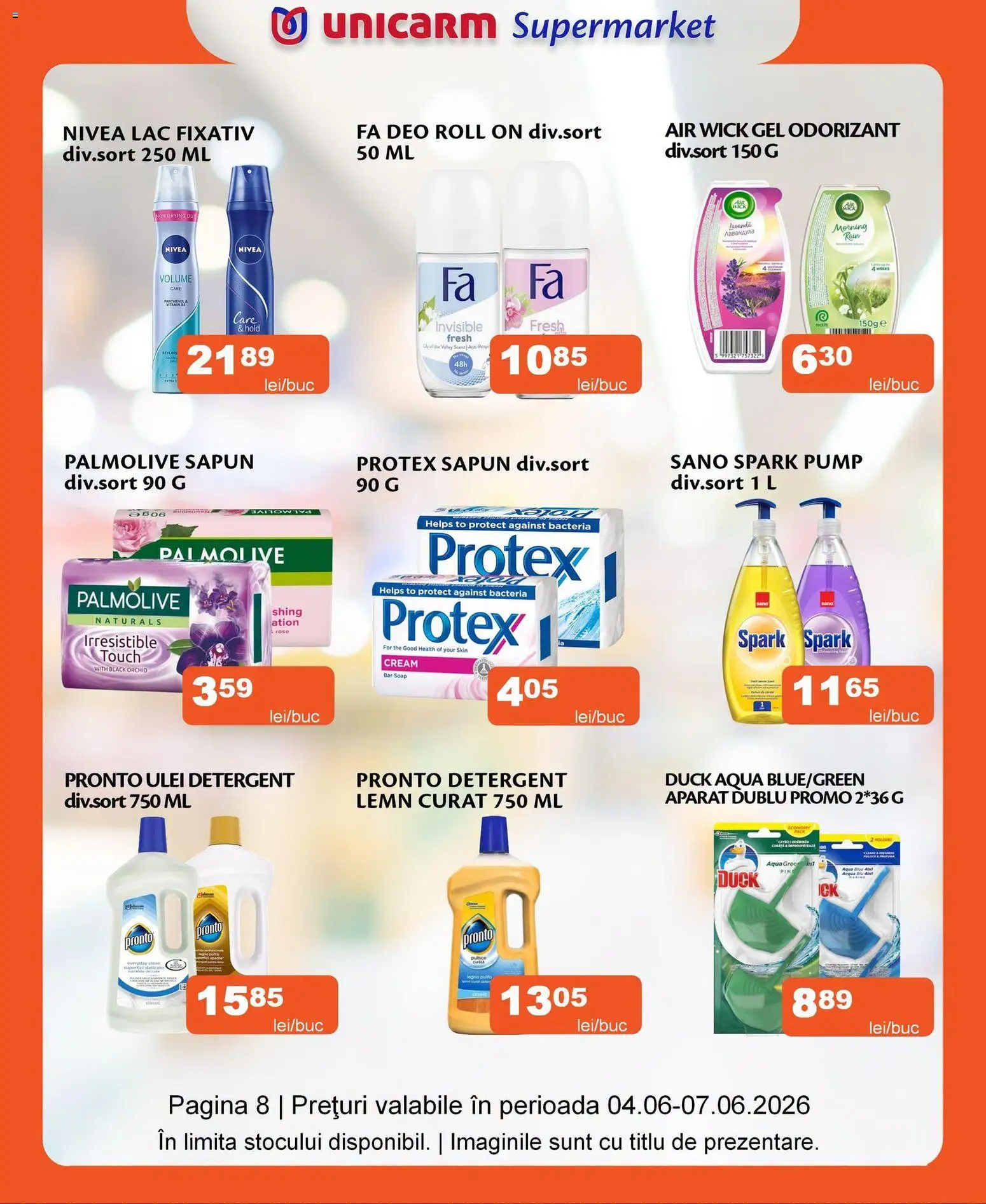 Noul catalog Unicarm – valabil de la 04.06.2026 | Pagină: 8 | Produse: Pomelo, Ulei, Săpun, Detergent