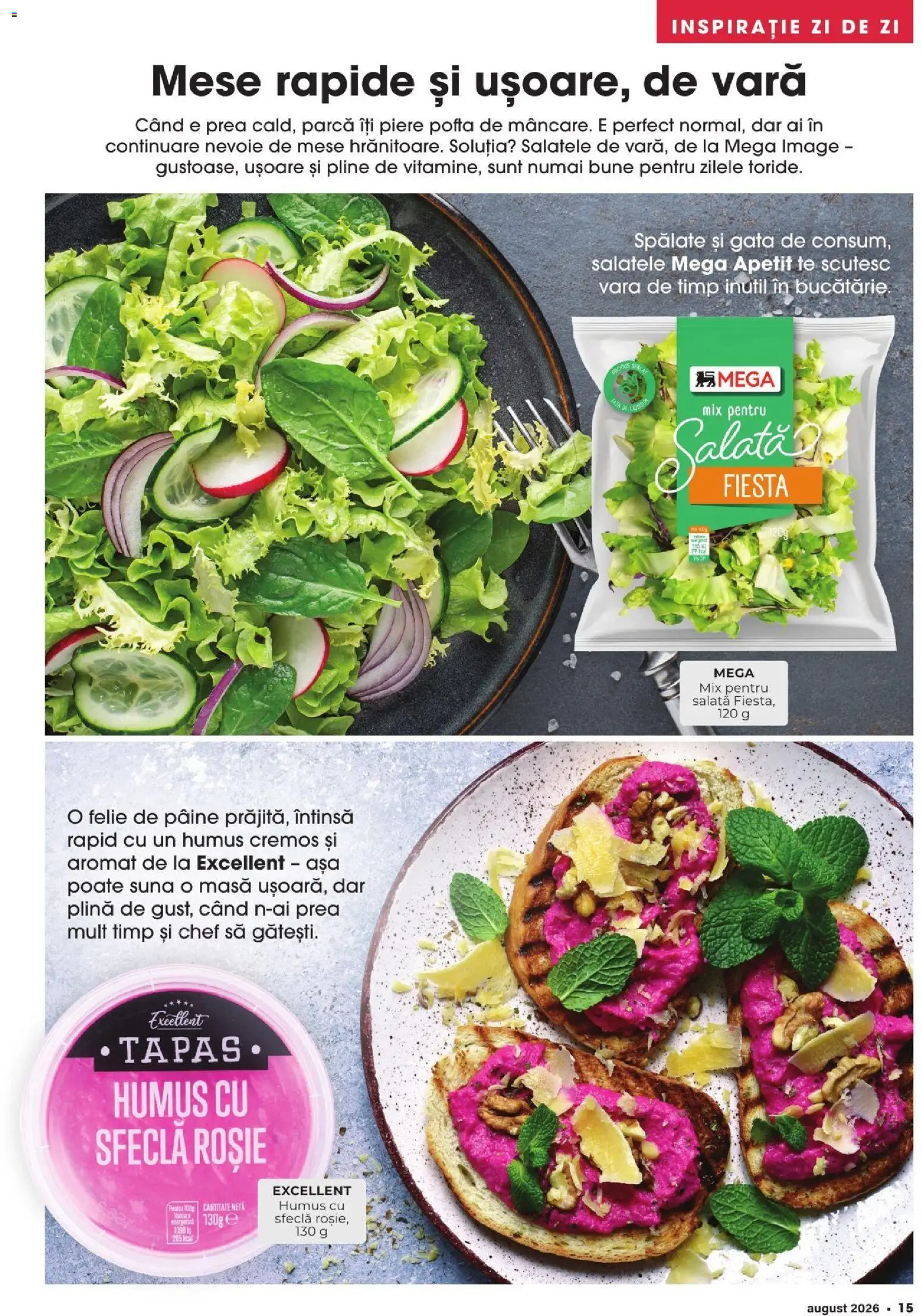 Noul catalog Mega Image – valabil de la 30.07.2026 | Pagină: 15 | Produse: Masă, Pâine, Salată, Humus