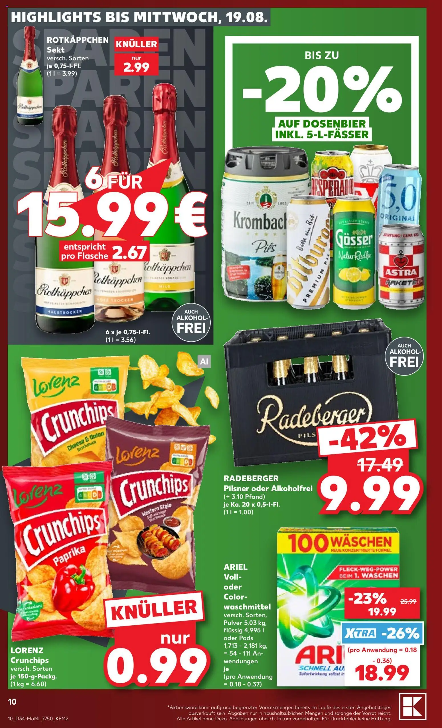 Kaufland Prospekt Bremen – gültig ab 17.08.2026 | Seite: 10 | Produkte: Rotkappchen sekt, Ariel, Astra, Waschmittel