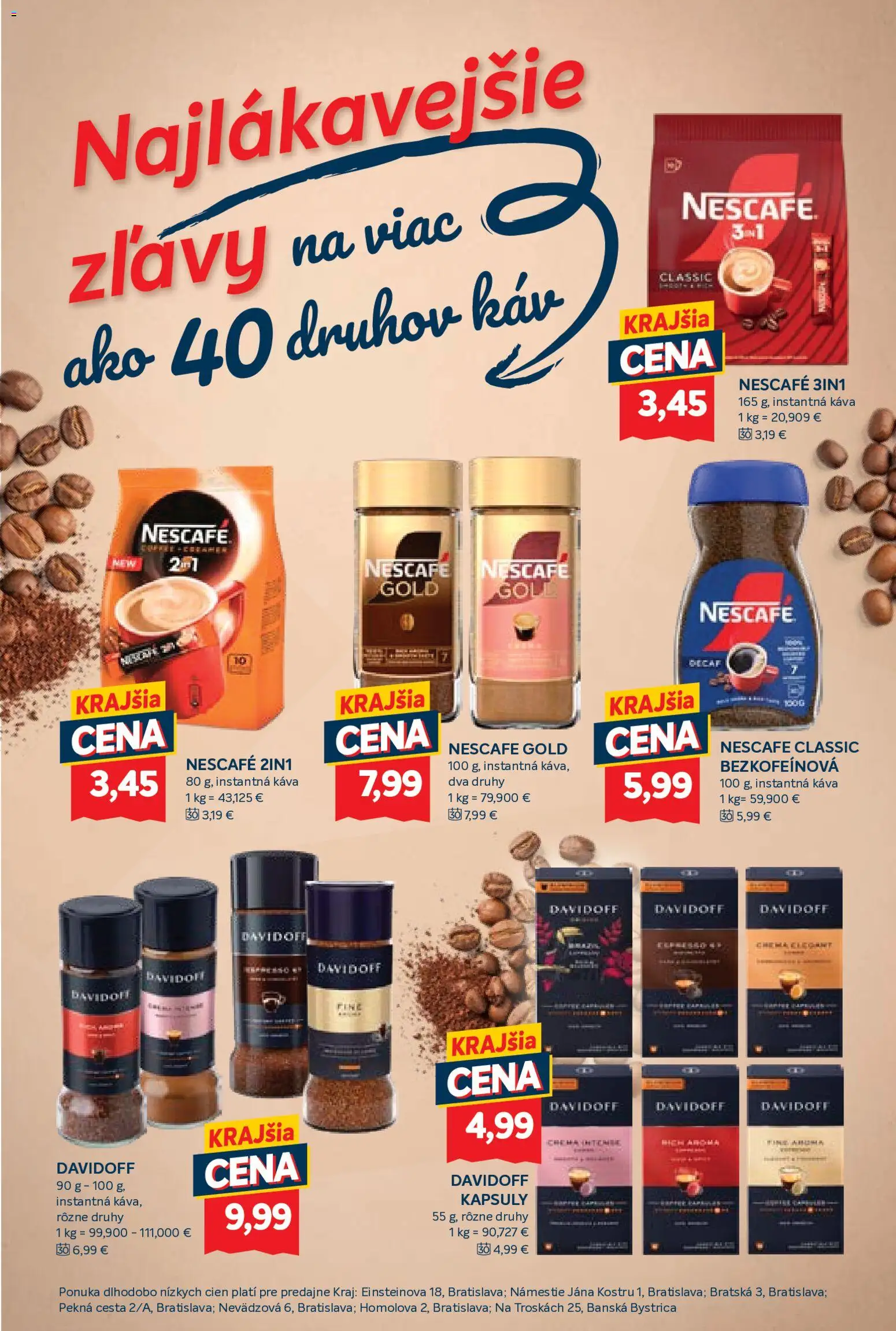 Nové Kraj akcie – leták je platný od 20.08.2026 | Strana: 8 | Produkty: Davidoff, Instantná káva, Nescafé Classic, Nescafé Gold