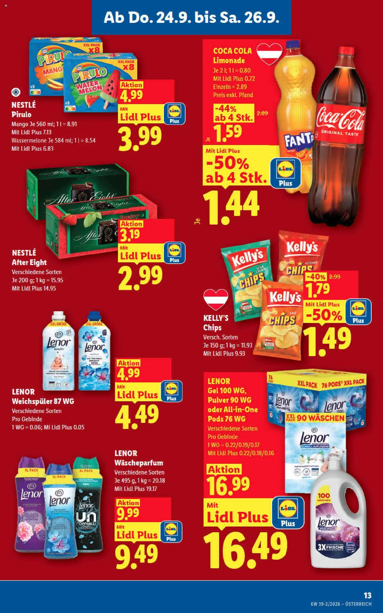 Lidl - Flugblatt gültig ab 24.09.2026 | Seite: 15 | Produkte: Chips, Wassermelone, Fanta, Weichspüler