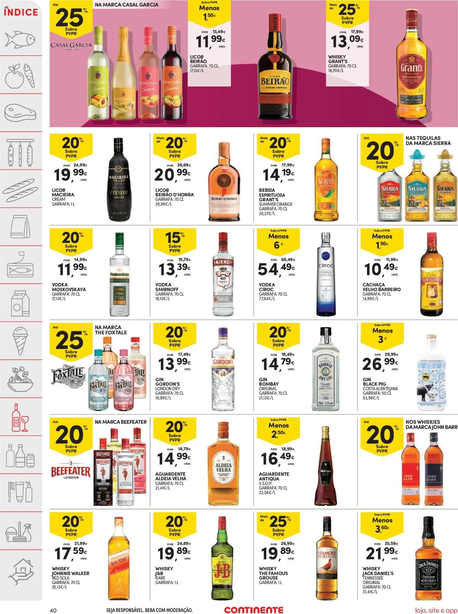 Continente folheto │ válido de 18/08/2026 | Página: 40 | Produtos: Licor, Gin, Vodka, Bebida