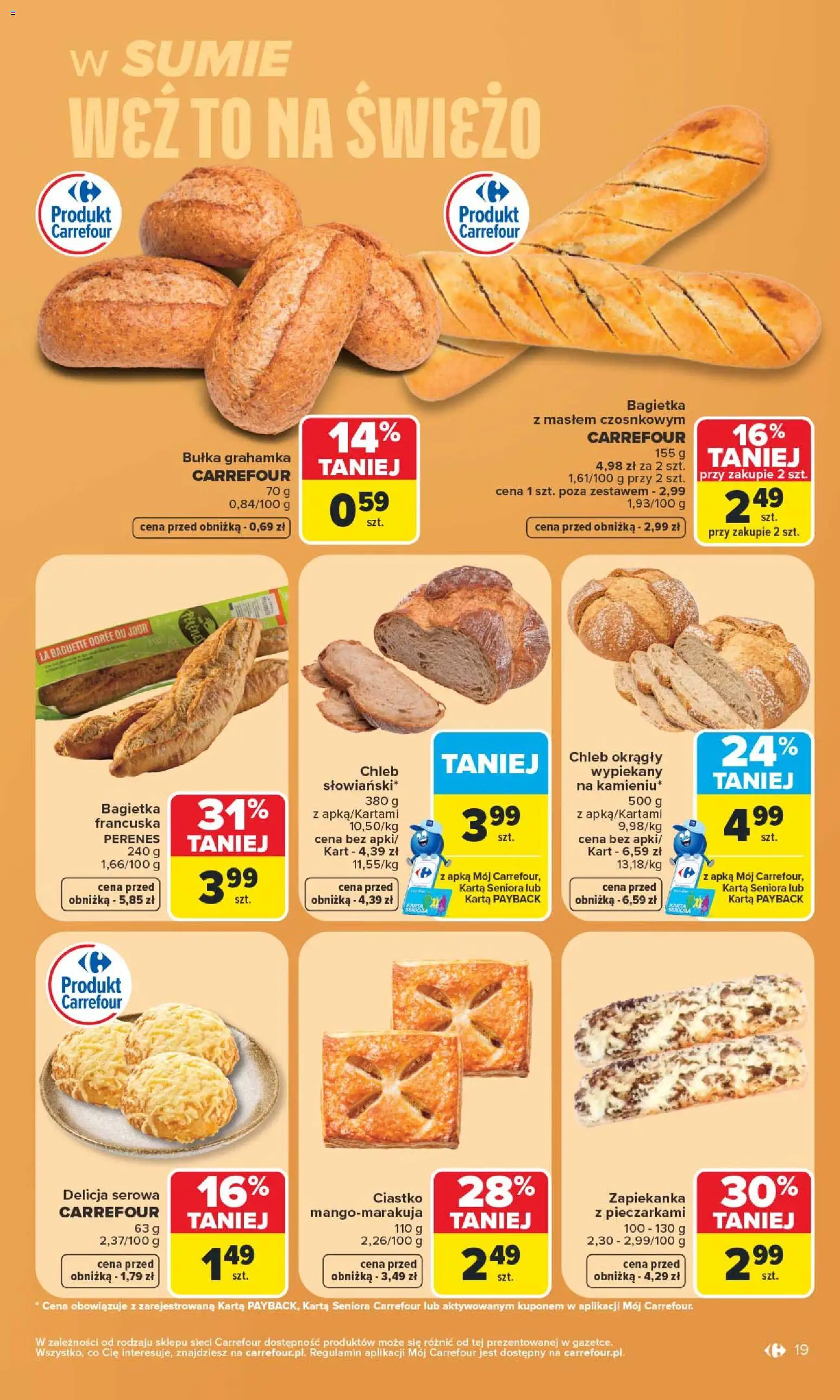 Carrefour gazetka - Warszawa od 24.08.2026 | Strona: 19 | Produkty: Karta, Zapiekanka, Chleb, Bułka grahamka