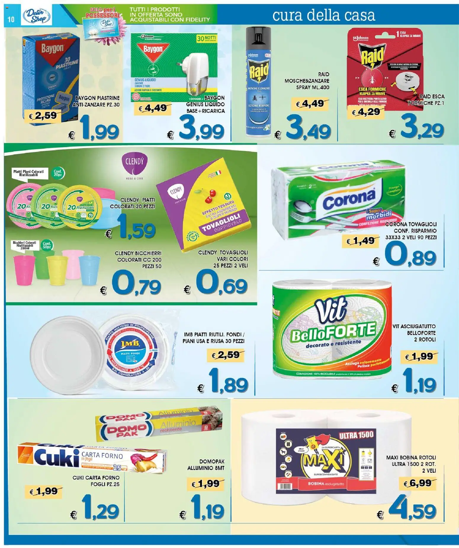 Volantino Deter Shop del 01.05.2026 | Pagina: 10 | Prodotti: Antizanzare, Asciugatutto, Alluminio, Carta forno