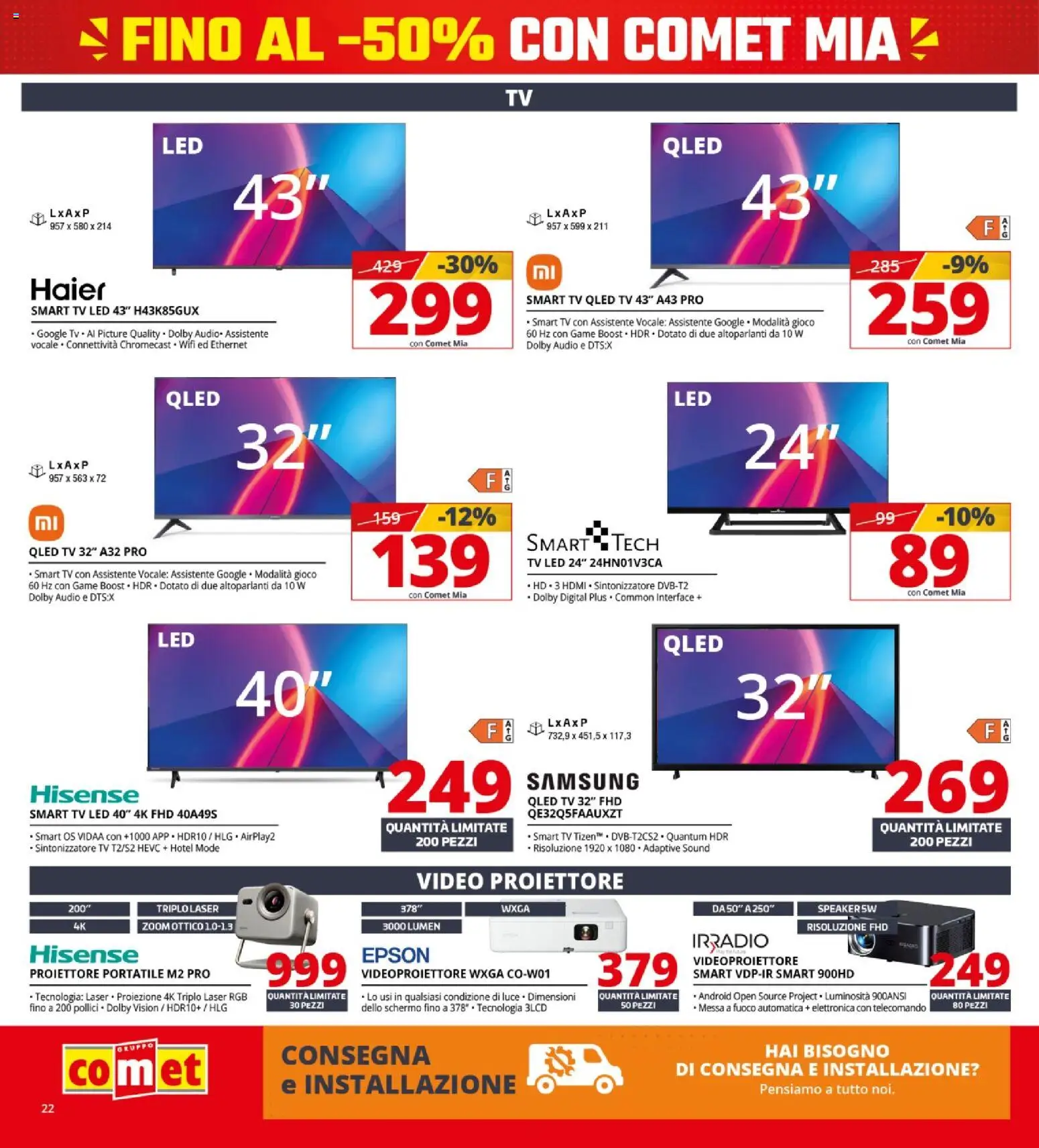 Volantino Comet del 08/10/2026 | Pagina: 22 | Prodotti: TV, Video, Audio, Gioco