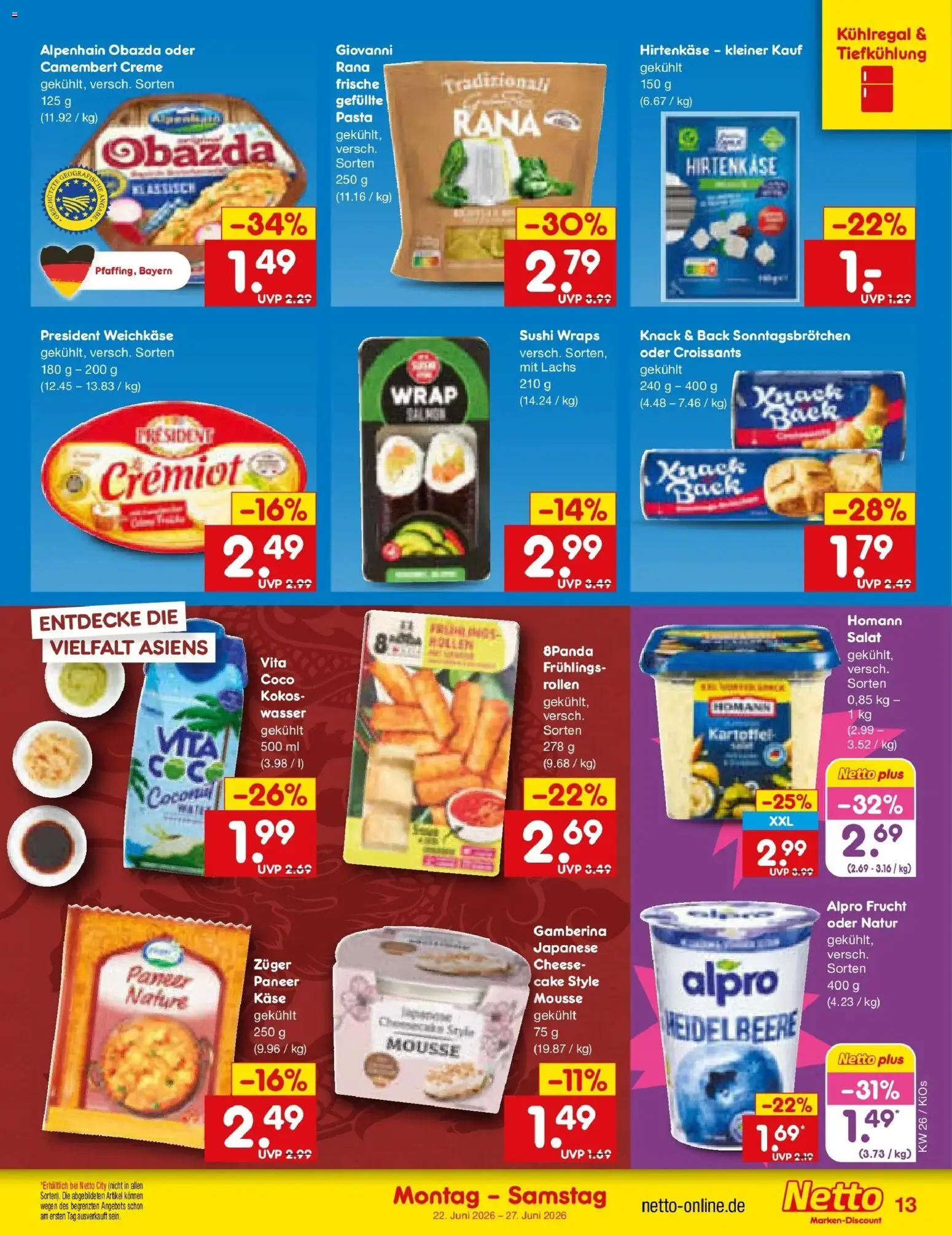 Netto Marken-Discount Prospekt Oberhaid – gültig ab 21.06.2026 | Seite: 15 | Produkte: Käse, Creme, Lachs, Wasser