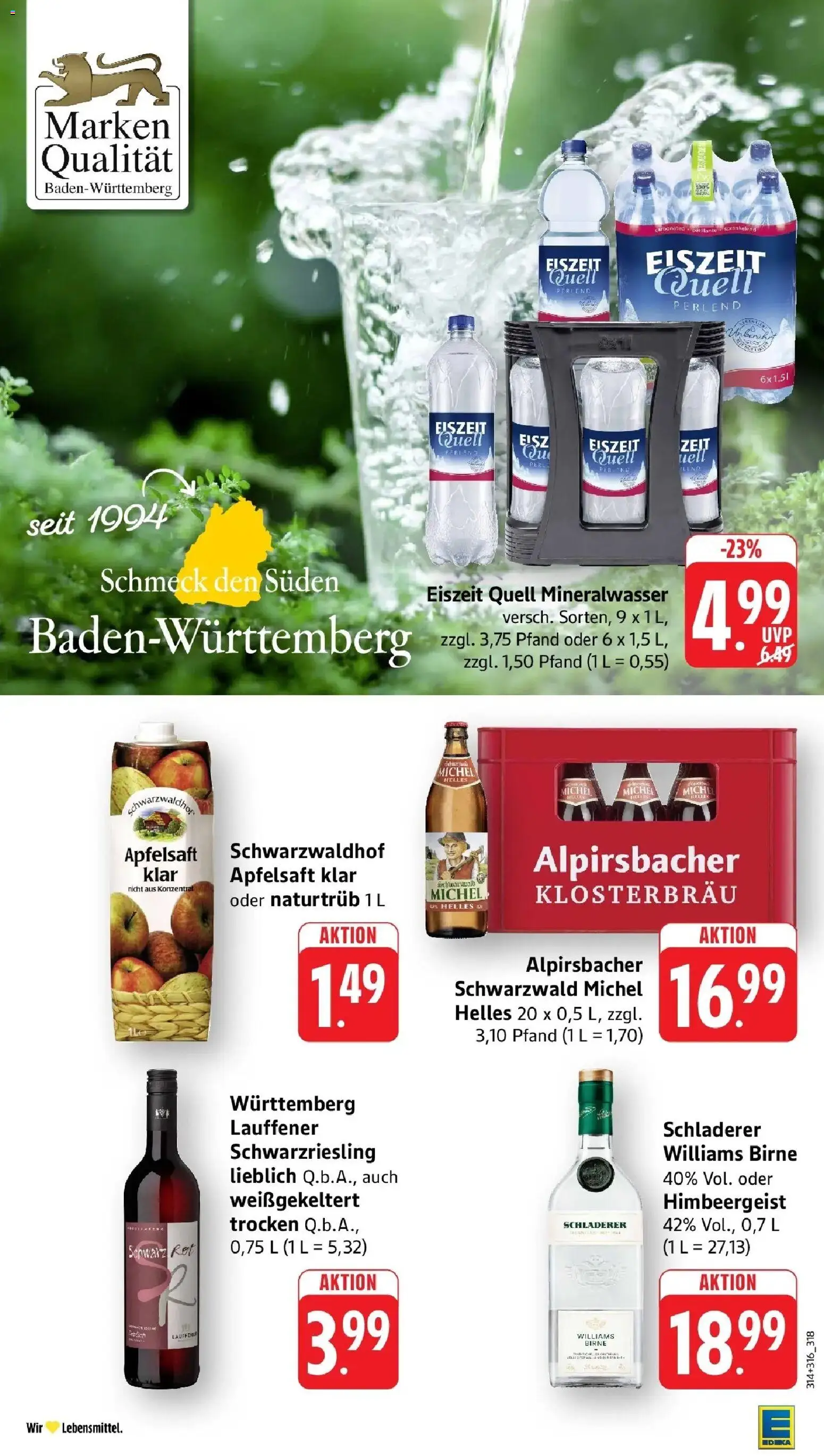 Edeka Prospekt Göppingen-Ursenwang (ab 14.09.2026) » Angebote Online | Seite: 34 | Produkte: Apfelsaft, Mineralwasser, Birne
