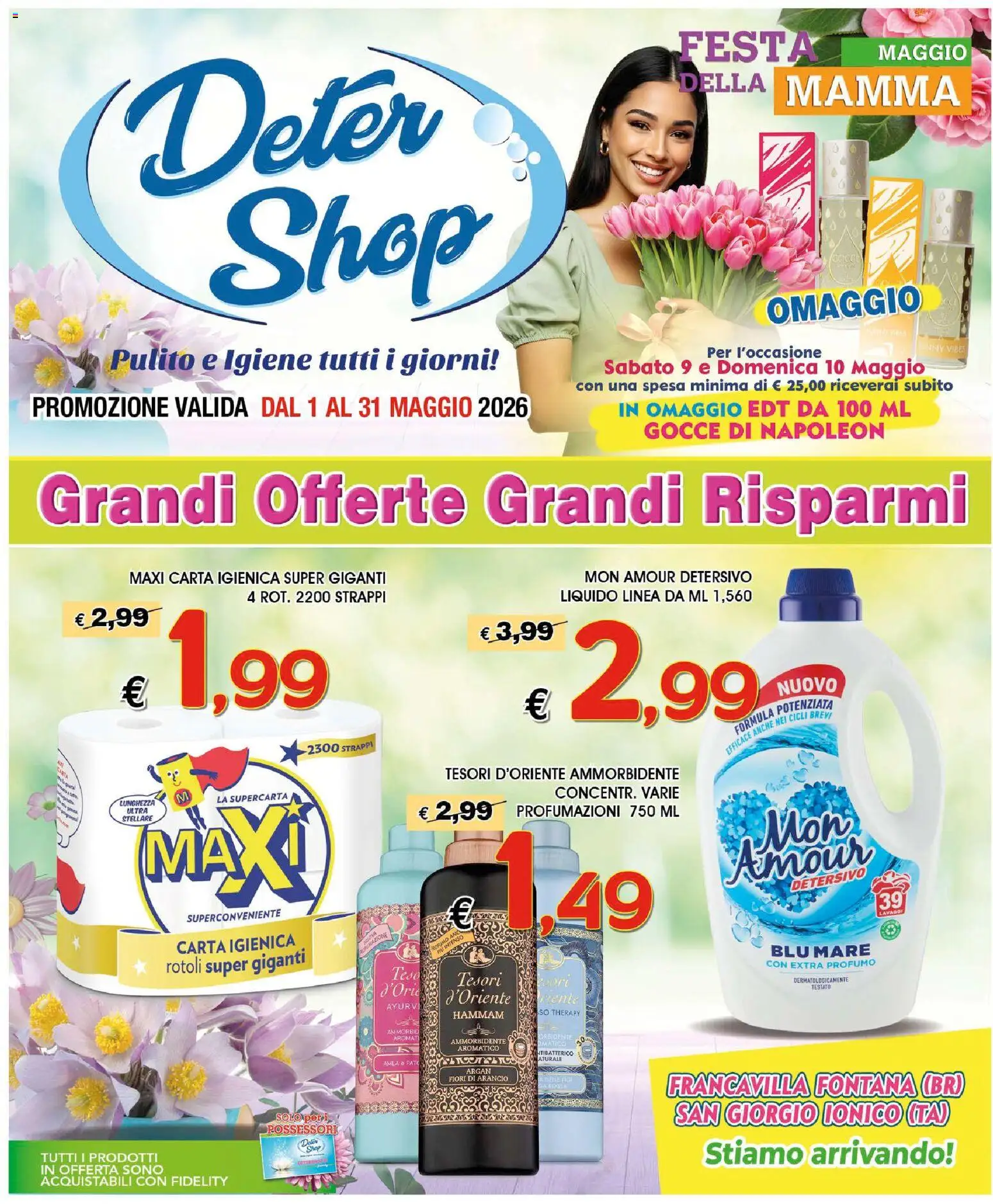 Volantino Deter Shop del 01.05.2026 | Pagina: 1 | Prodotti: Carta igienica, Ammorbidente, Profumo