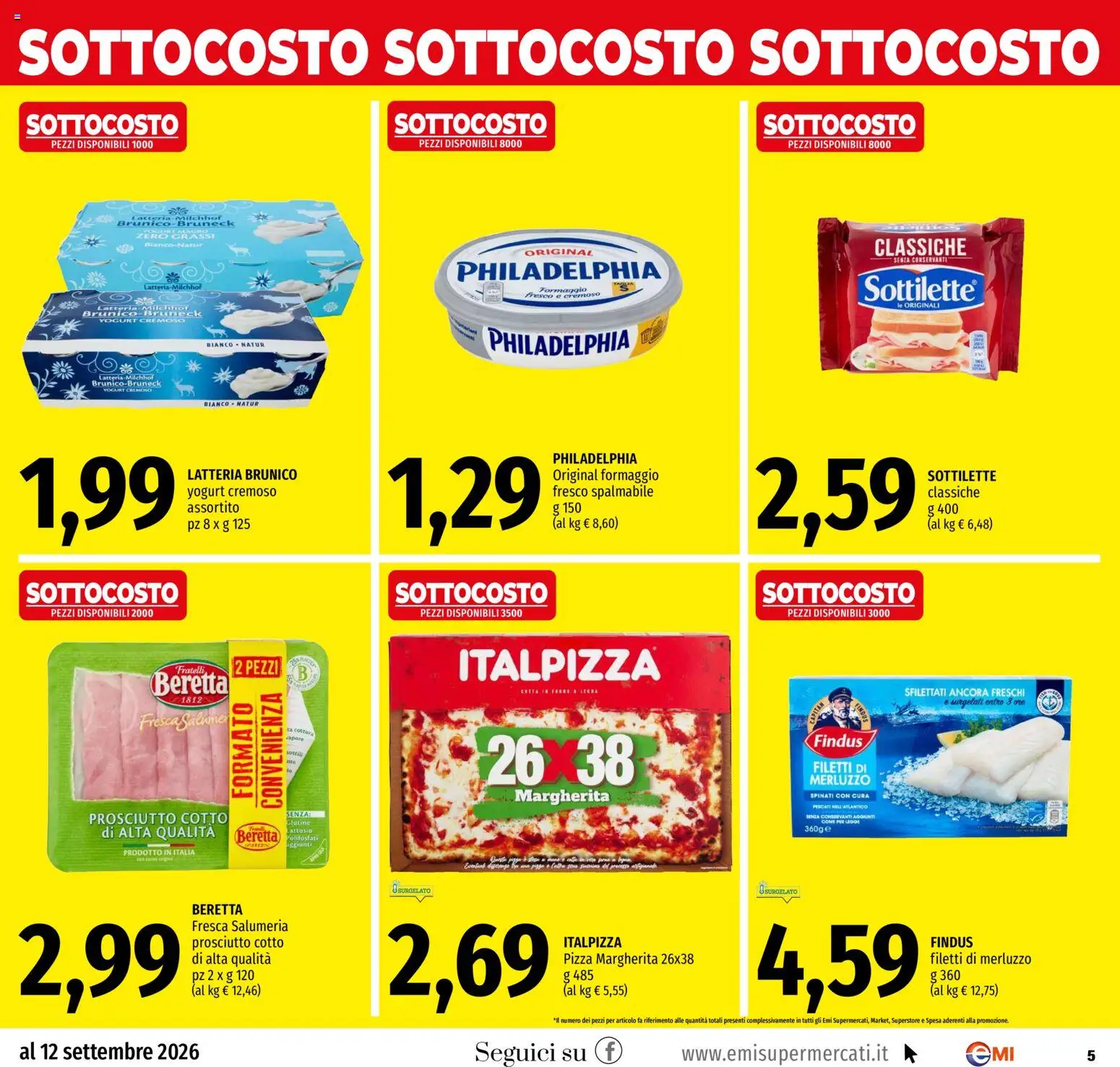 Volantino EMI del 03/09/2026 | Pagina: 5 | Prodotti: Pizza, Formaggio, Prosciutto, Yogurt cremoso