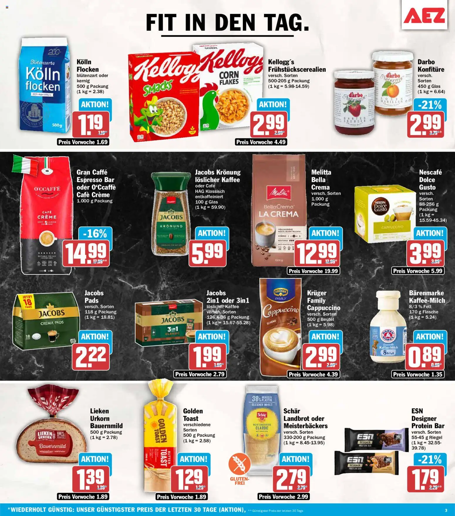 AEZ Prospekt 	 – gültig ab 18.05.2026 | Seite: 3 | Produkte: Melitta, Nescafe, Kellogg's, Creme