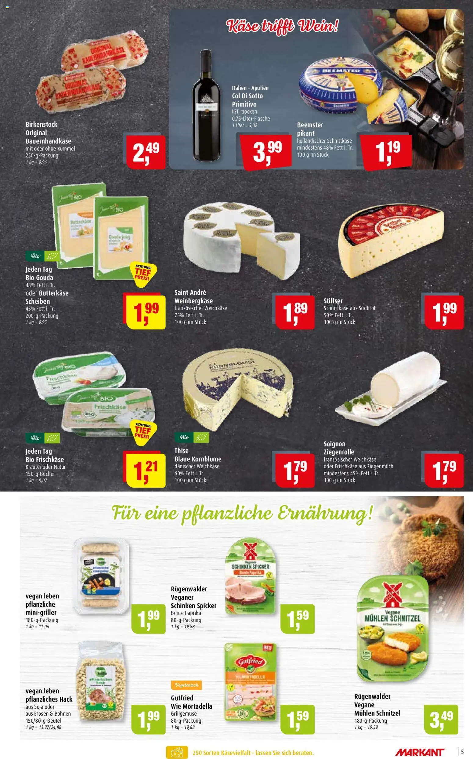 Markant Prospekt – gültig ab 14.09.2026 | Seite: 5 | Produkte: Käse, Schnitzel, Paprika, Erbsen