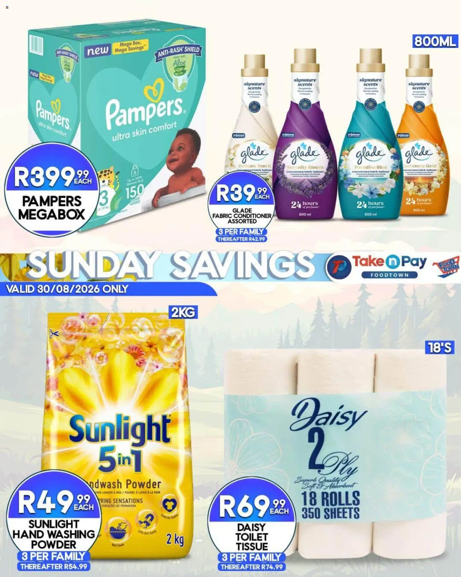 New Take n Pay catalogue – valid from 30/08/2026 | Page: 4 | Products: Toilet, Perfume, Powder, Conditioner