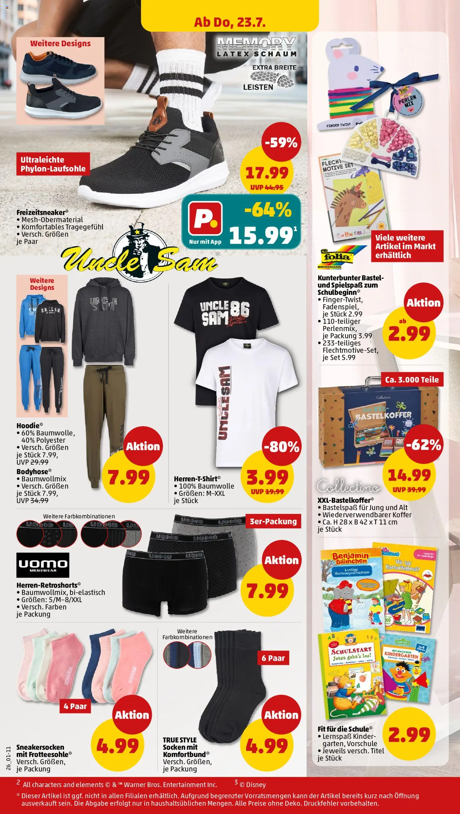 Penny Prospekt – gültig ab 20.07.2026 | Seite: 28 | Produkte: T-Shirt, Socken, Boxer, Koffer