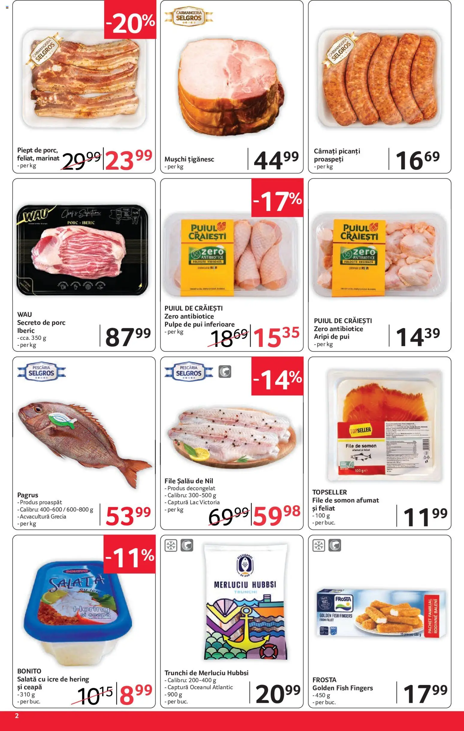 Noul catalog Selgros – valabil de la 18.09.2026 | Pagină: 2 | Produse: Somon afumat, Somon, Salată cu icre, Cârnați