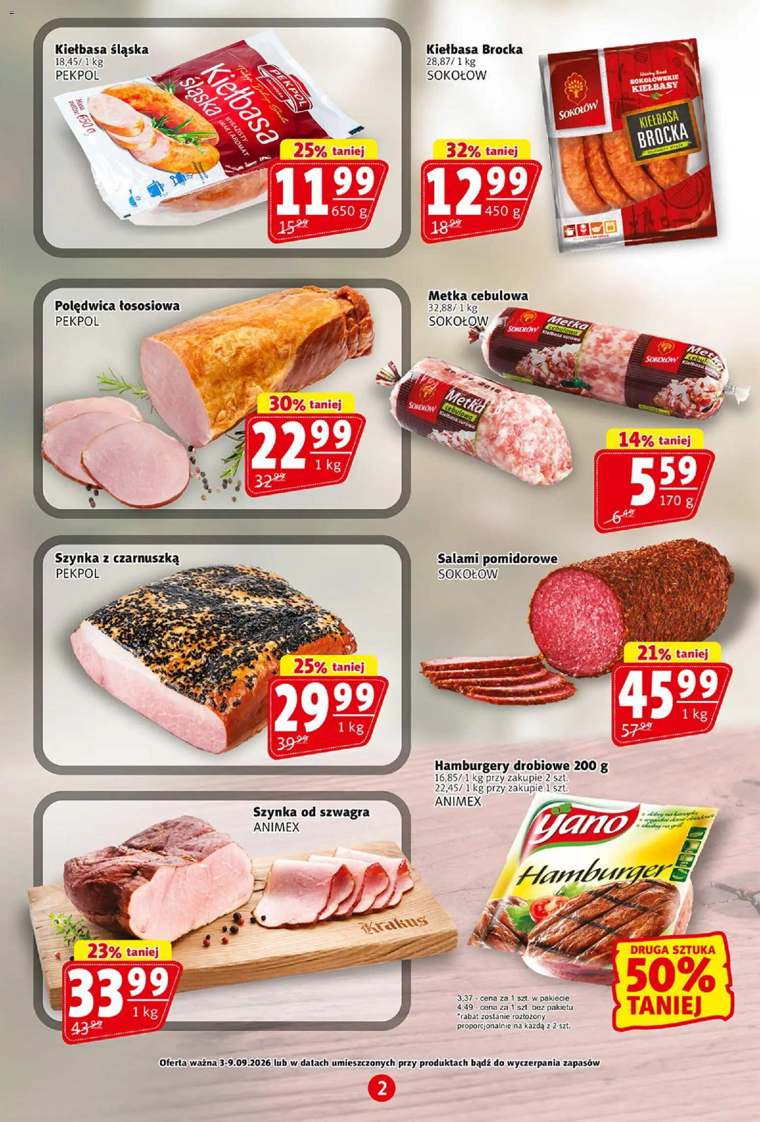 Prim Market gazetka od 03.09.2026 | Strona: 2 | Produkty: Czarnuszka, Hamburger, Metka cebulowa, Salami