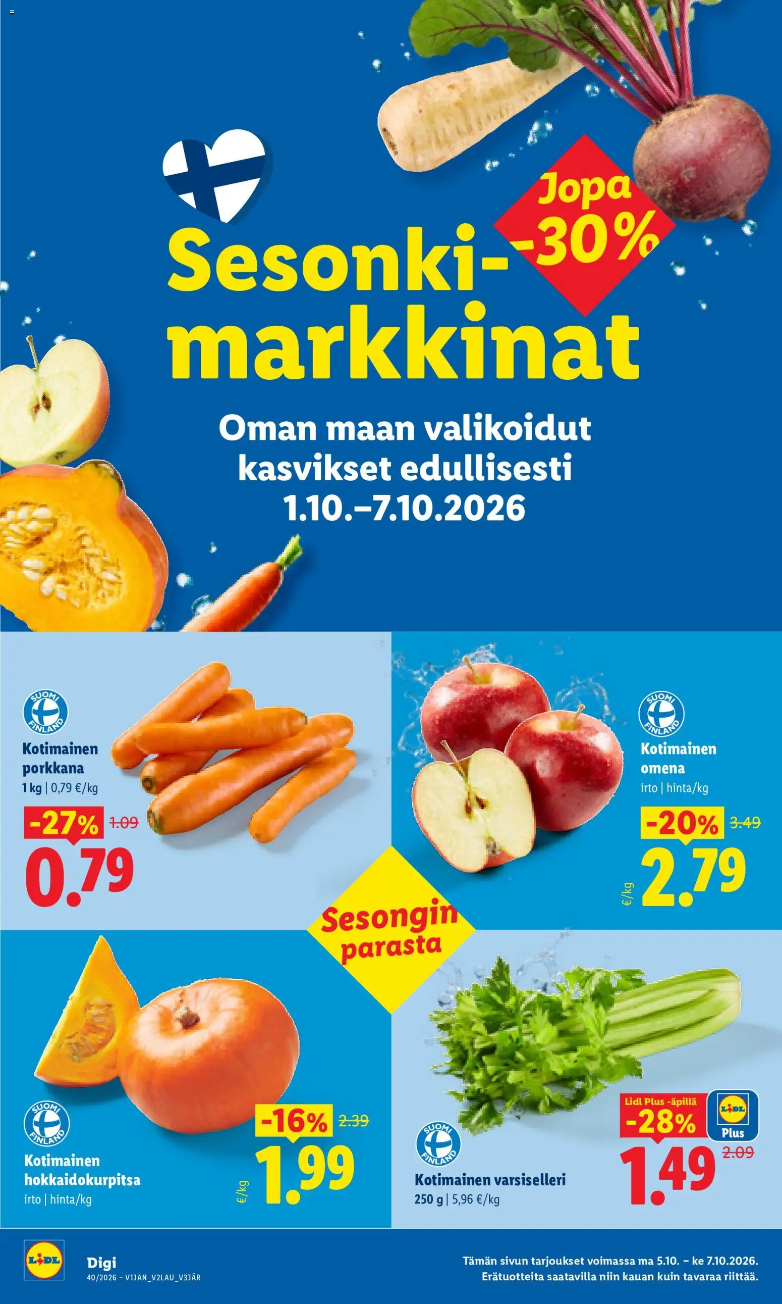 Lidl tarjoukset Kauhajoki – voimassa 05/10/2026 alkaen | Sivu: 2 | Tuotteet: Hokkaido-kurpitsa, Porkkana