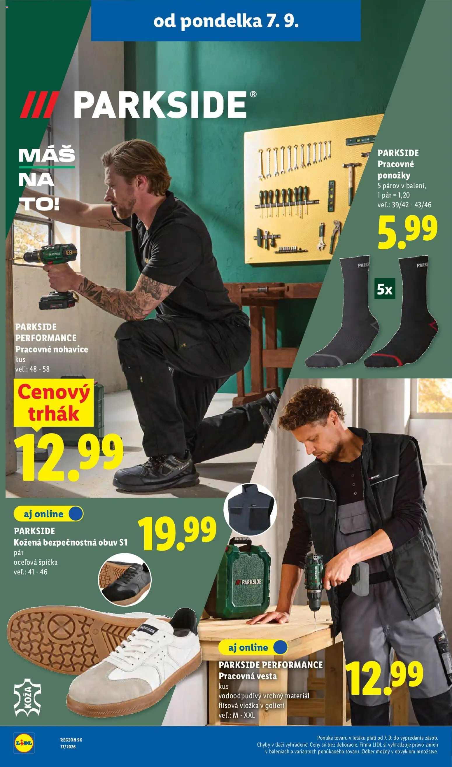Nové Lidl akcie – leták je platný od 07.09.2026 | Strana: 57 | Produkty: Parkside, Vesta, Nohavice