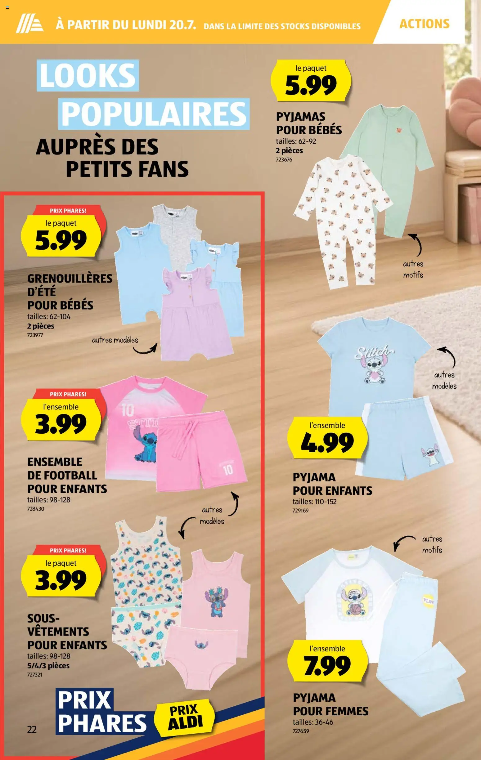 Aldi aktionen FR – gültig ab 16.07.2026 | Seite: 22 | Produkte: T-Shirt, Pyjama