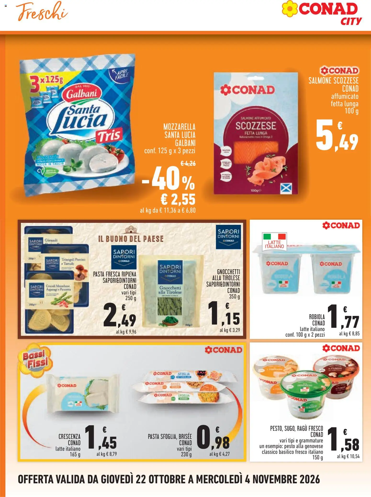 Volantino Conad del 22/10/2026 | Pagina: 8 | Prodotti: Salmone, Basilico, Robiola, Gnocchetti