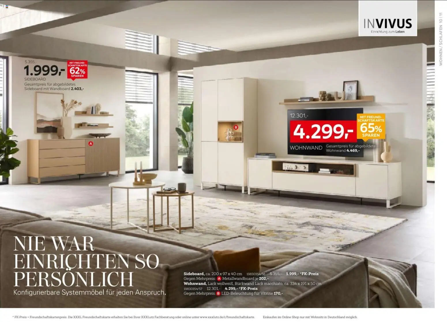 XXXLutz INVIVUS Spezial – gültig ab 29.08.2026 | Seite: 10 | Produkte: Sideboard, Wohnwand, Wandboard, Vitrine