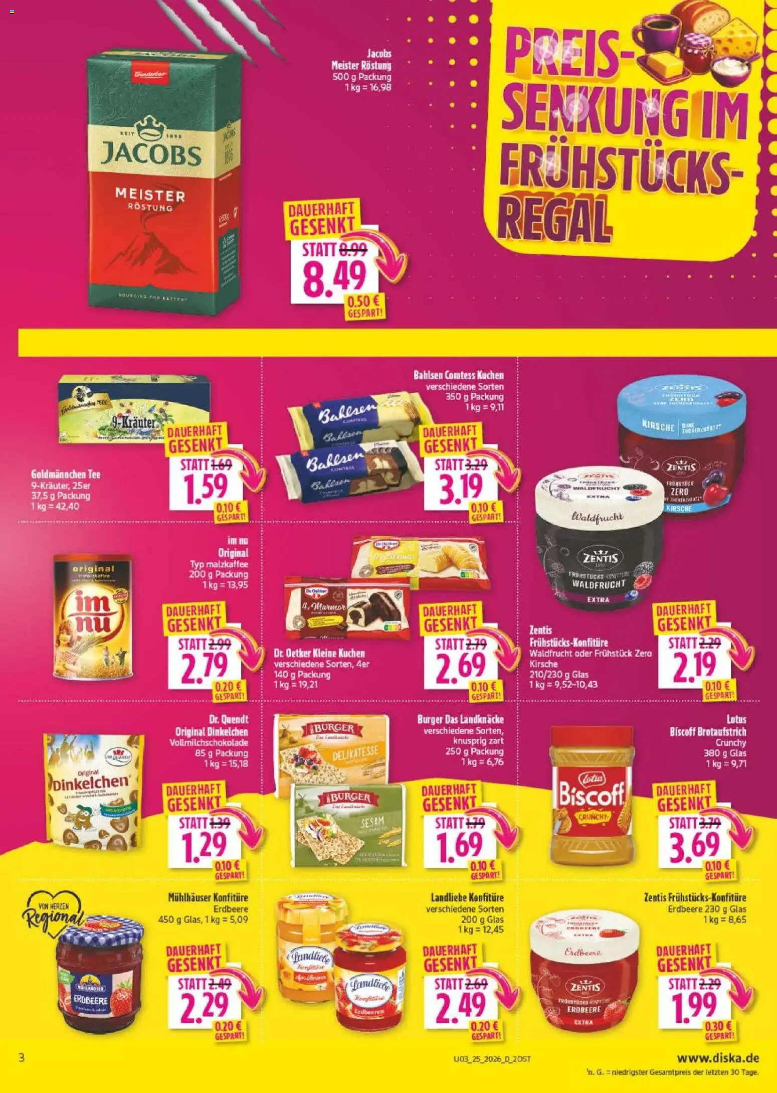 Diska Prospekt – gültig ab 15.06.2026 | Seite: 3 | Produkte: Regal, Burger, Tee, Erdbeeren