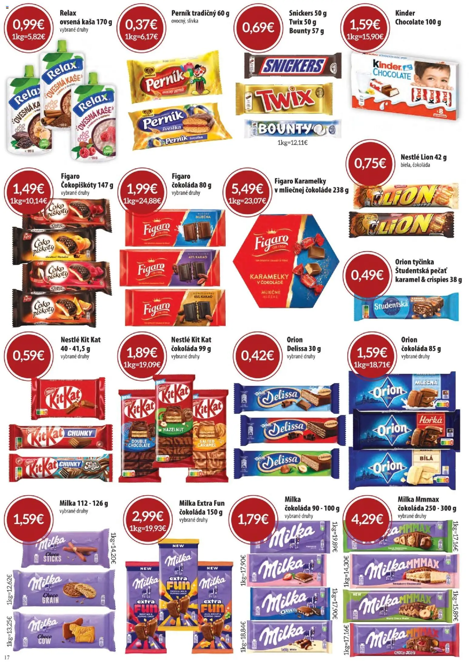 Nové CBA Komfos akcie – leták je platný od 03.09.2026 | Strana: 17 | Produkty: Piškóty, Študentská pečať, Snickers, Kakao