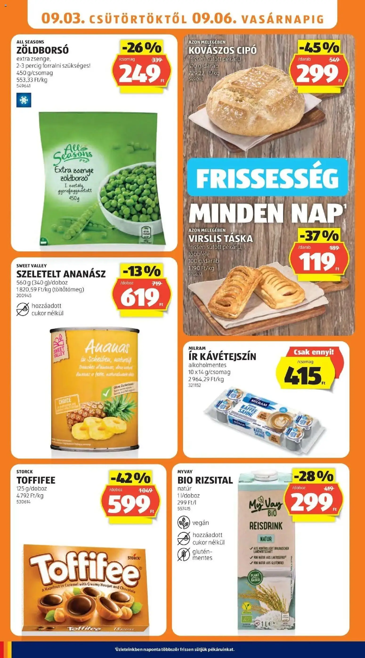 Aldi aktuális akciós újság - 2026.08.29. -tól/töl > akció, lapozható szórólap 🛍️ | Oldal: 10 | Termékek: Kovászos cipó, Táska, Doboz, Cukor
