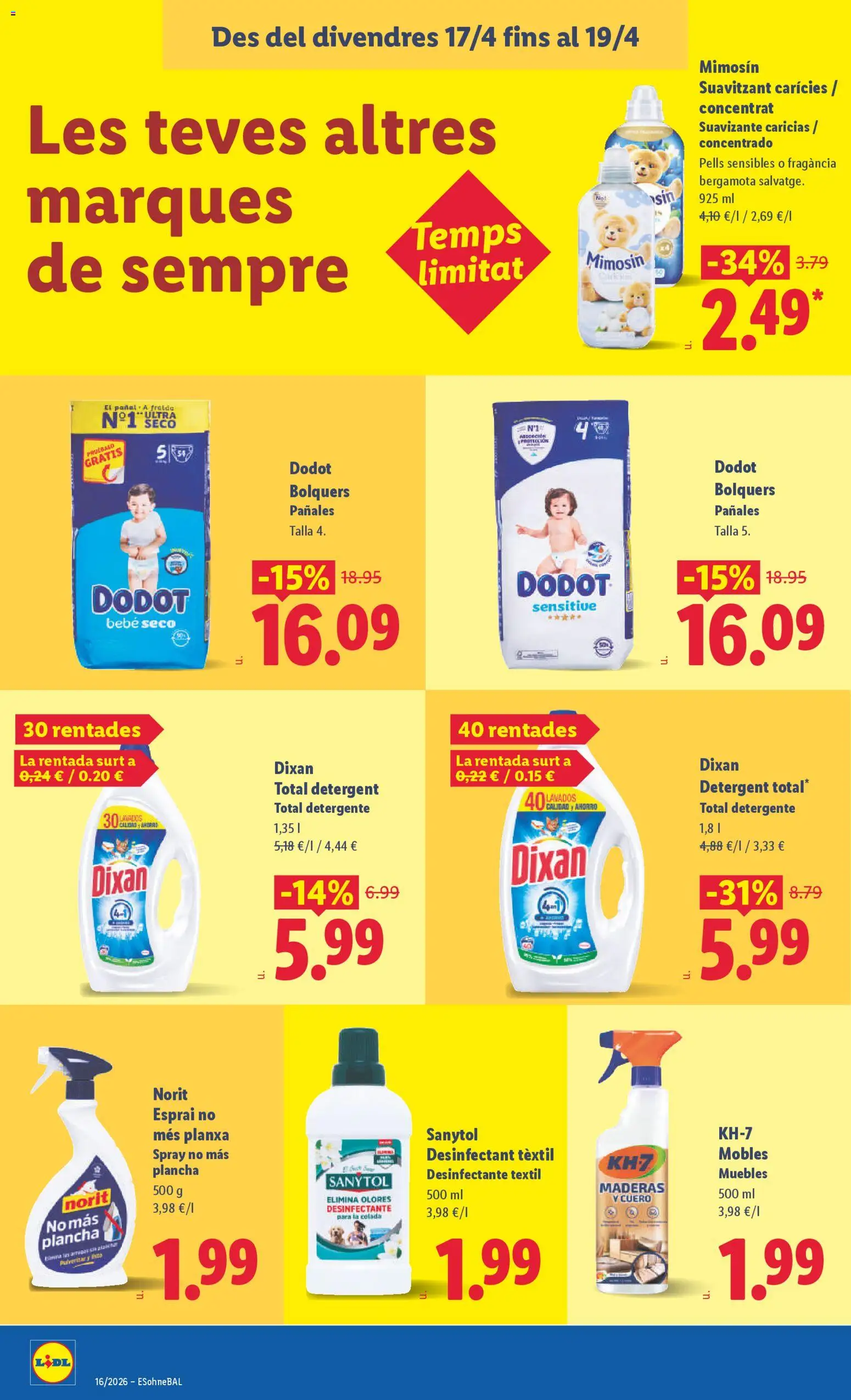 Lidl folleto │ válido desde el 13.04.2026 | Página: 38 | Productos: Detergente, Muebles, Suavizante, Plancha