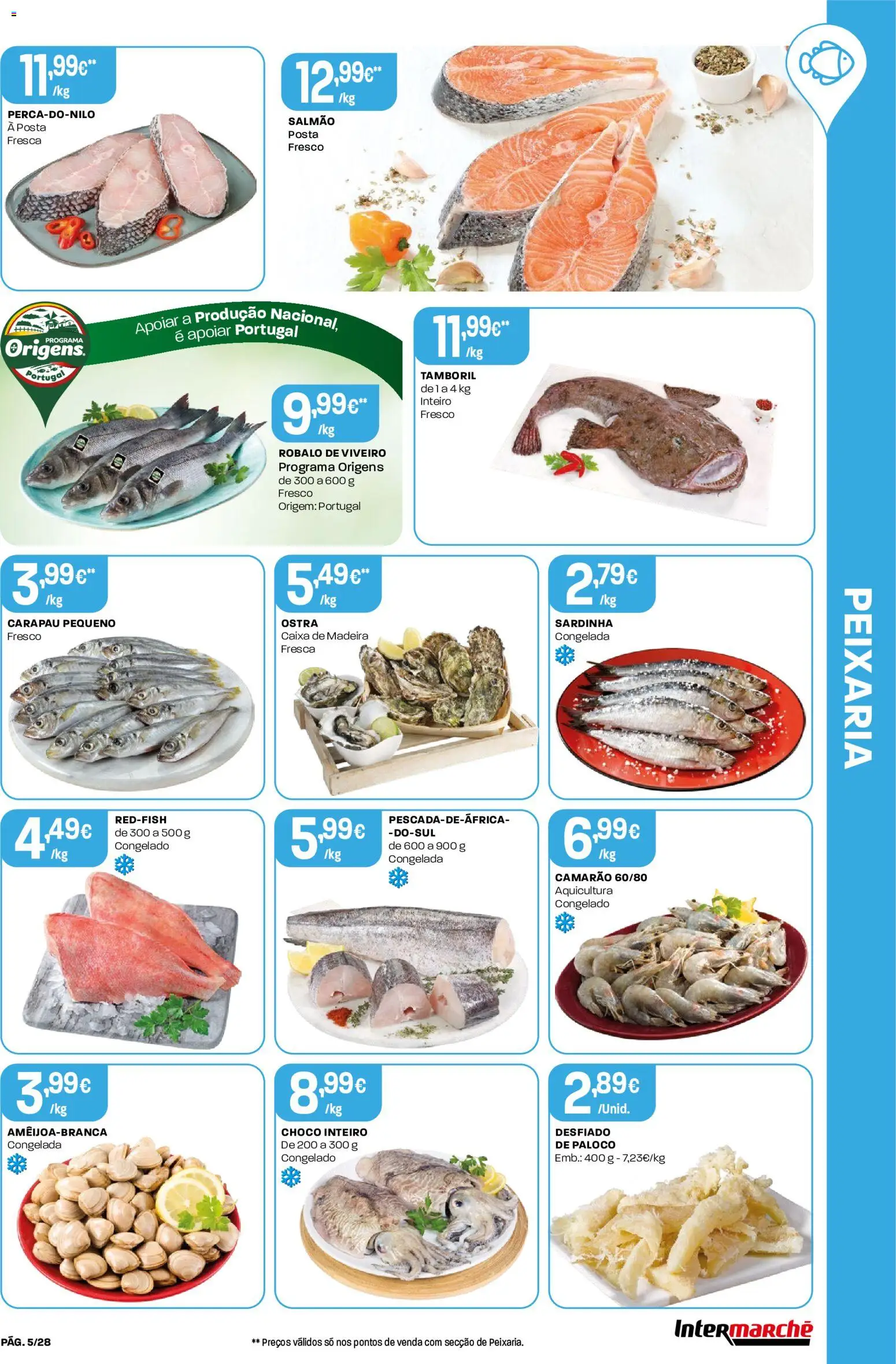 Intermarché Folheto Contact │ válido de 23/07/2026 | Página: 5 | Produtos: Camarão, Salmão, Caixa, Tamboril