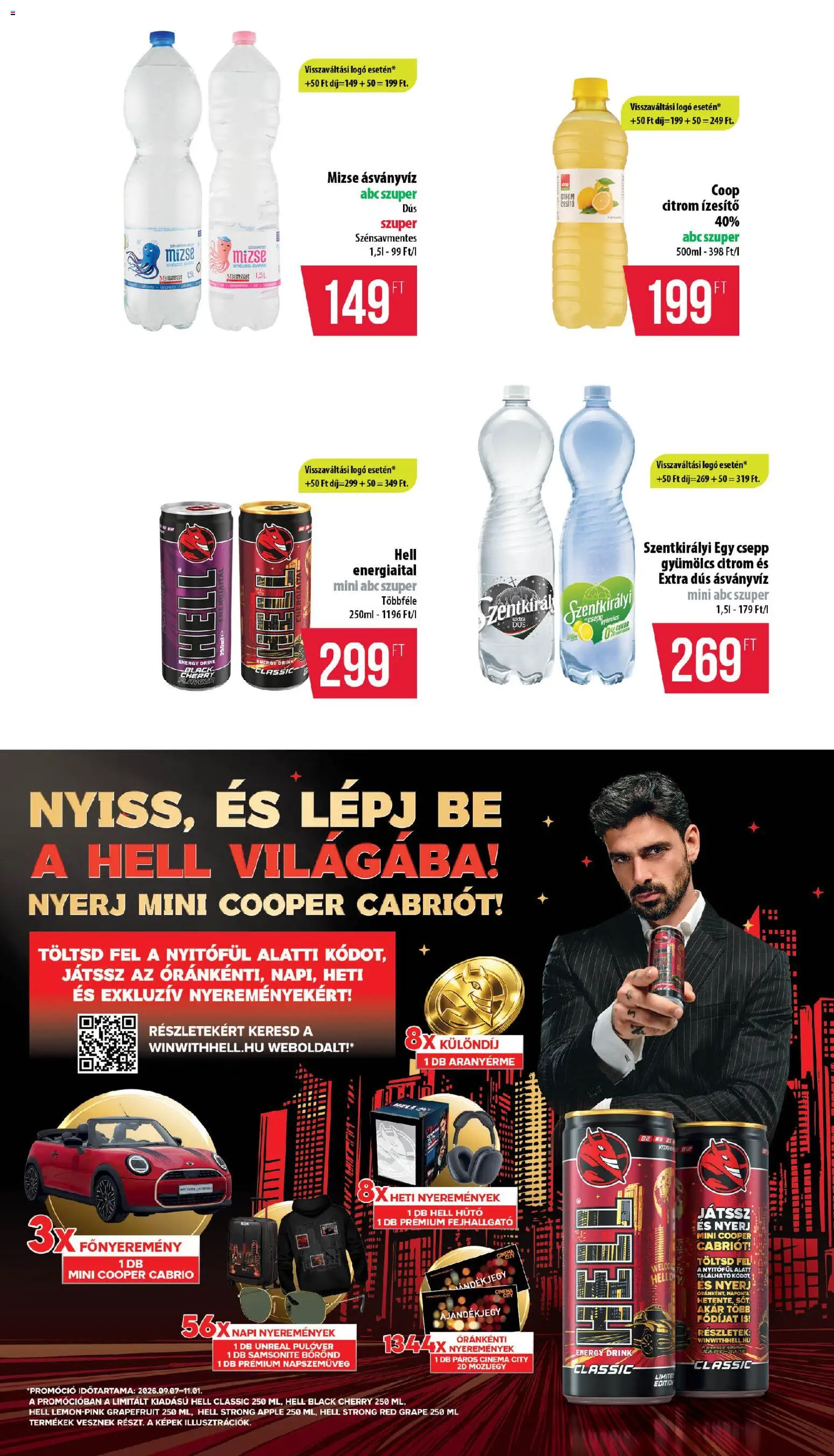 COOP akciós ujság - amely érvényes a következő dátumtól: 2026.09.24. | Oldal: 10 | Termékek: Vitamin, Energy drink, Ásványvíz, Pulóver