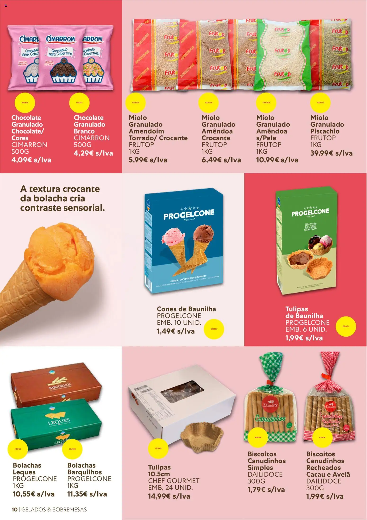 Recheio Catálogo de Gelados  Sobremesas │ válido de 26/06/2026 | Página: 10 | Produtos: Baunilha, Tulipas, Sobremesas, Biscoitos