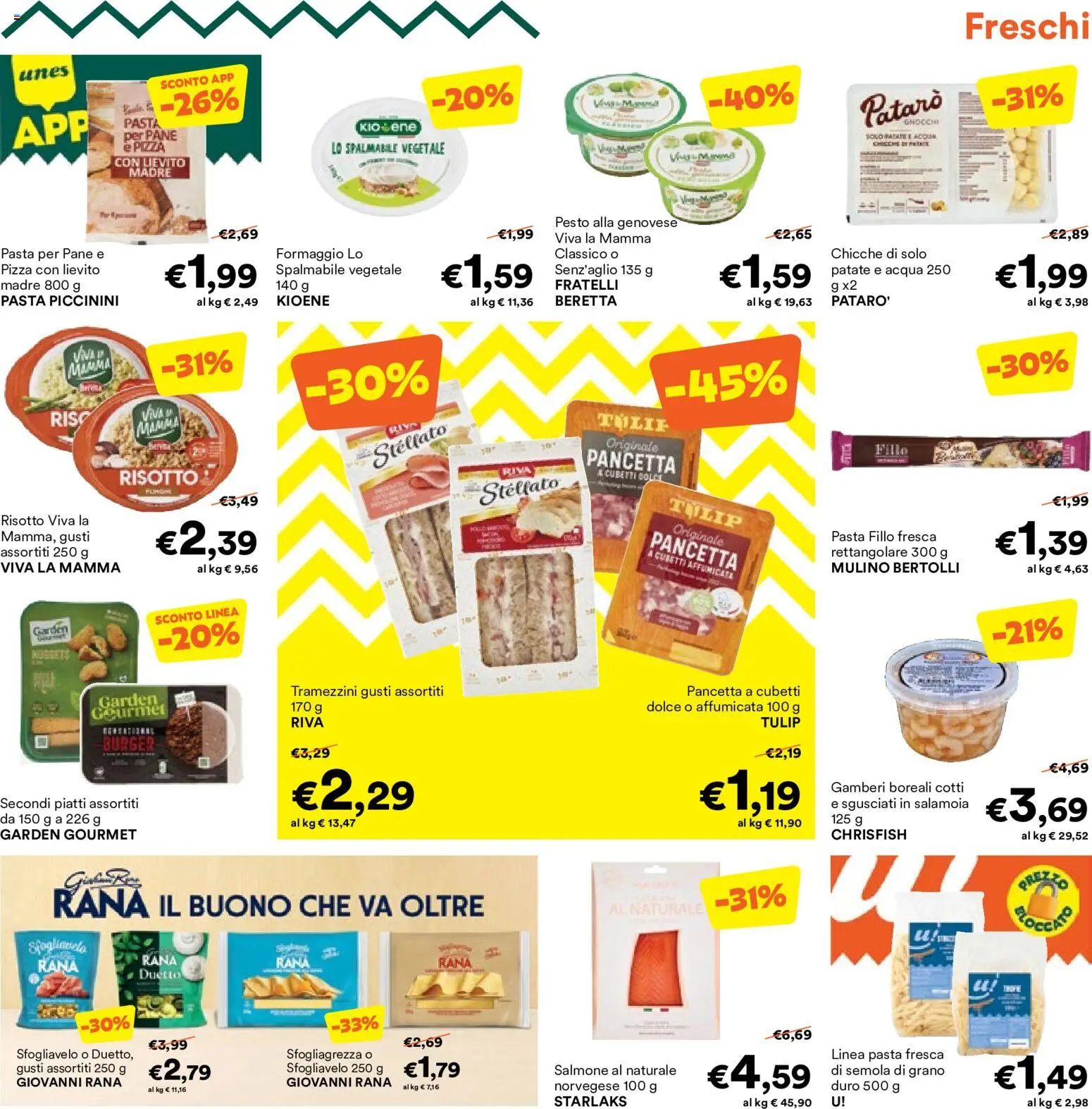 Volantino Unes del 03.06.2026 | Pagina: 7 | Prodotti: Pizza, Salmone, Pancetta, Acqua