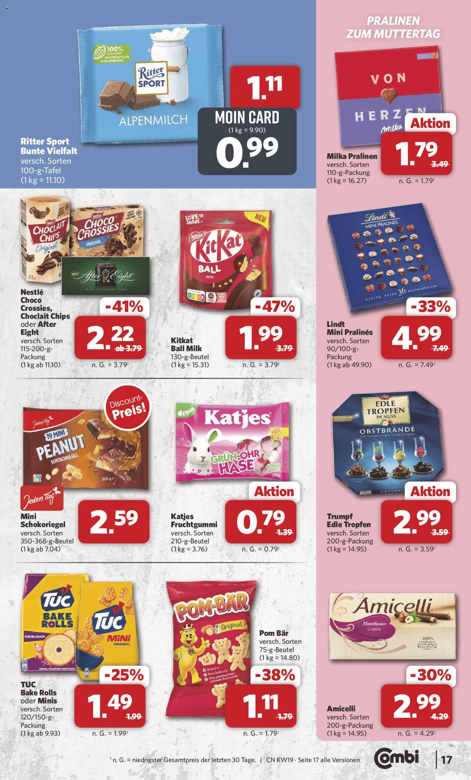 Combi Prospekt 	 – gültig ab 04.05.2026 | Seite: 17 | Produkte: Ritter sport, Milka, Lindt, Chips