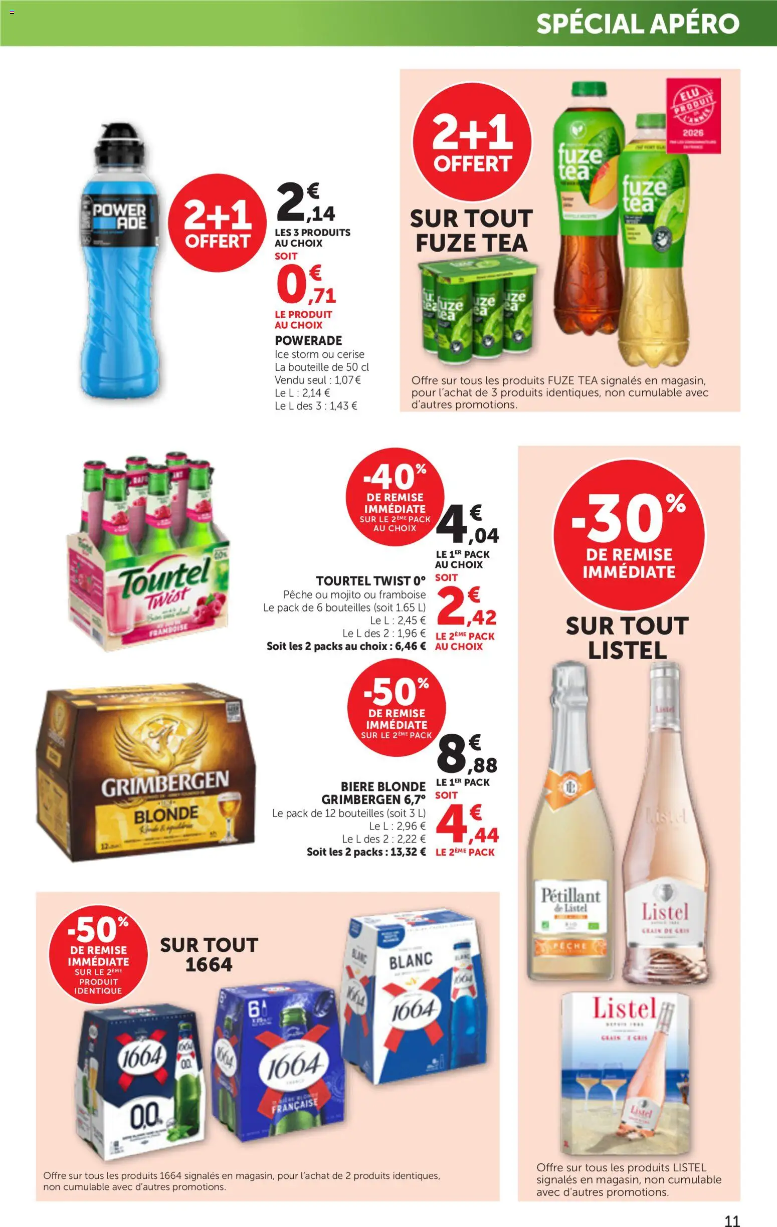{H1} | Page: 11 | Produits: Pêche, Bière blonde, Bière, Pétillant de Listel
