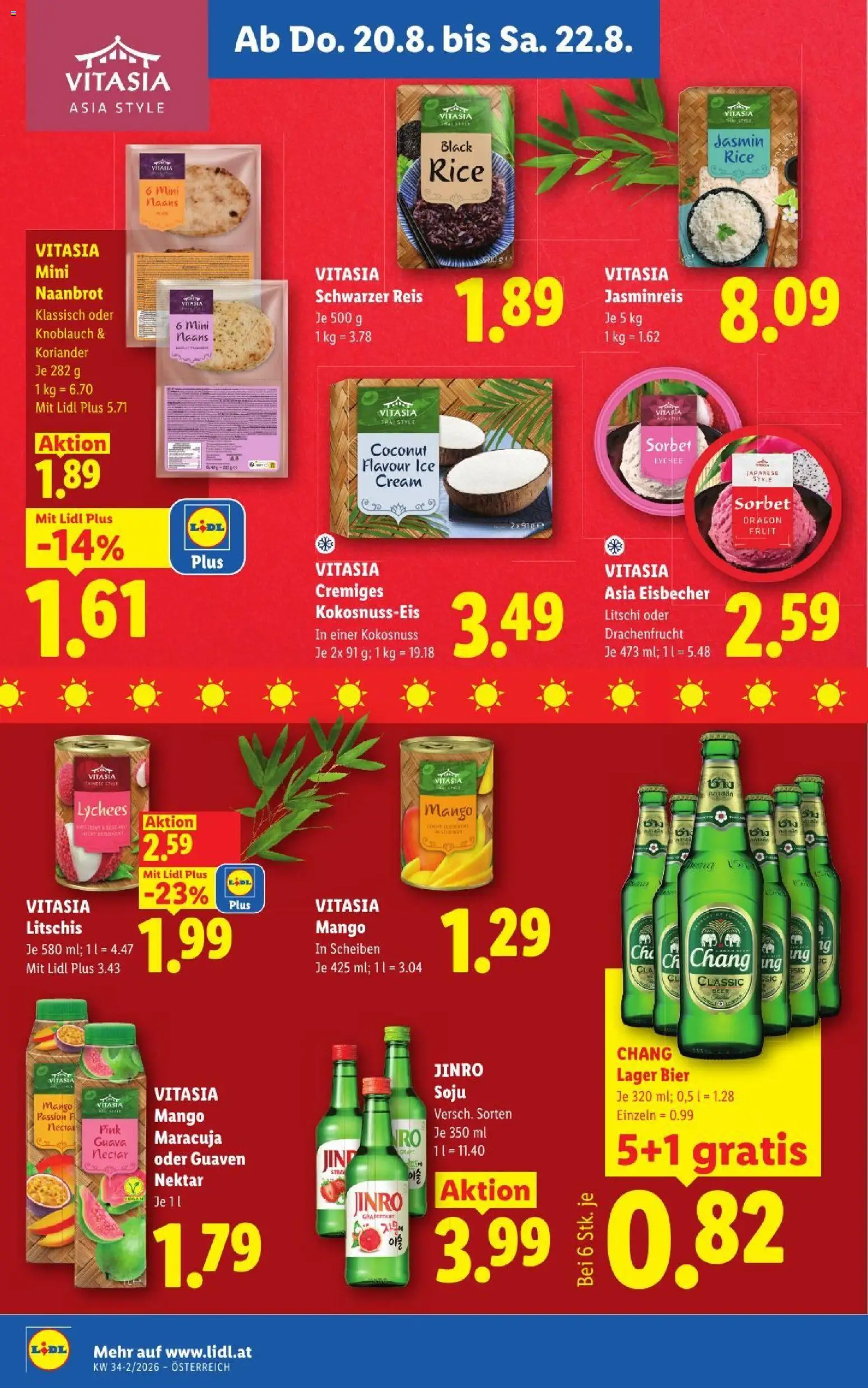 Lidl - Flugblatt gültig ab 20.08.2026 | Seite: 18 | Produkte: Mango, Knoblauch, Bier, Reis