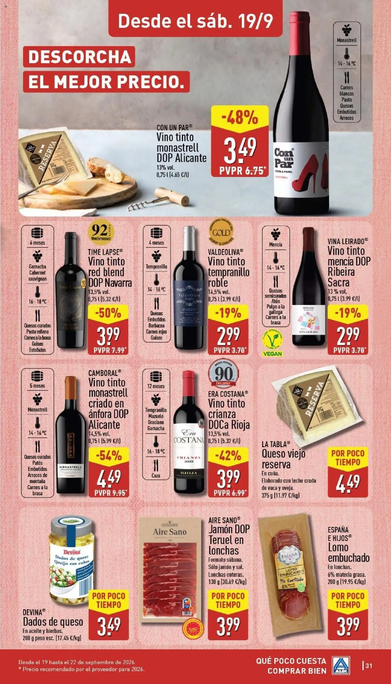 Aldi folleto Canarias │ válido desde el 14/09/2026 | Página: 31 | Productos: Vino tinto, Jamón, Vino, Embutidos
