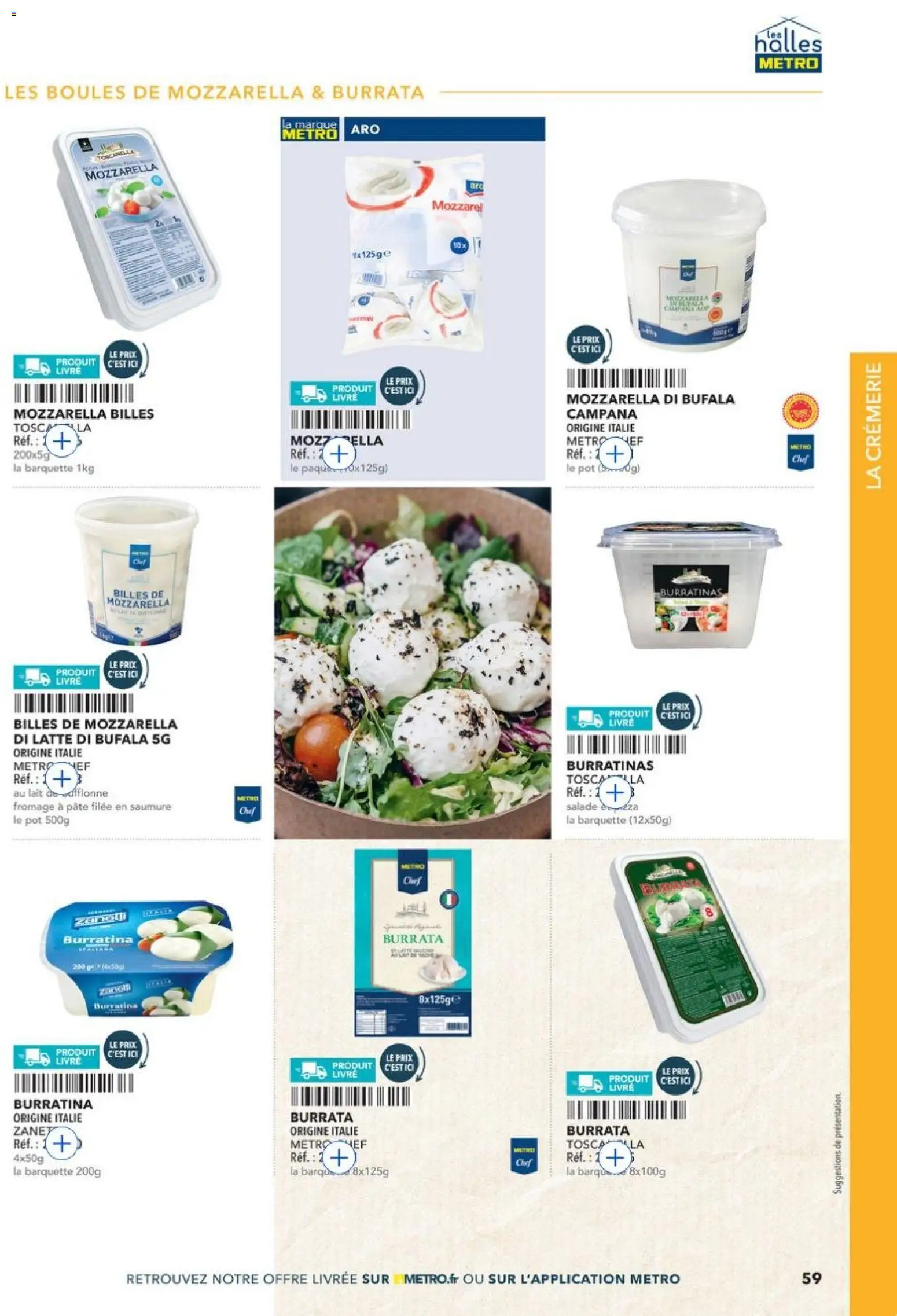 {H1} | Page: 59 | Produits: Salade, Mozzarella, Burrata, Livre