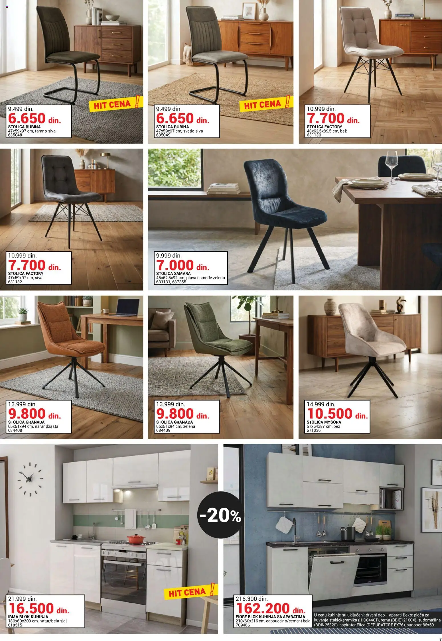 Emmezeta katalog - važi od 01.10.2026 | Strana: 7 | Proizvode: Stolica, Kuhinja, Rerna, Aspirator