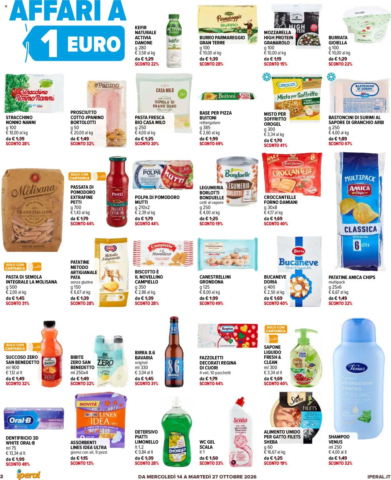 Volantino Iperal del 14/10/2026 | Pagina: 2 | Prodotti: Kefir, Latte, Prosciutto, Semola