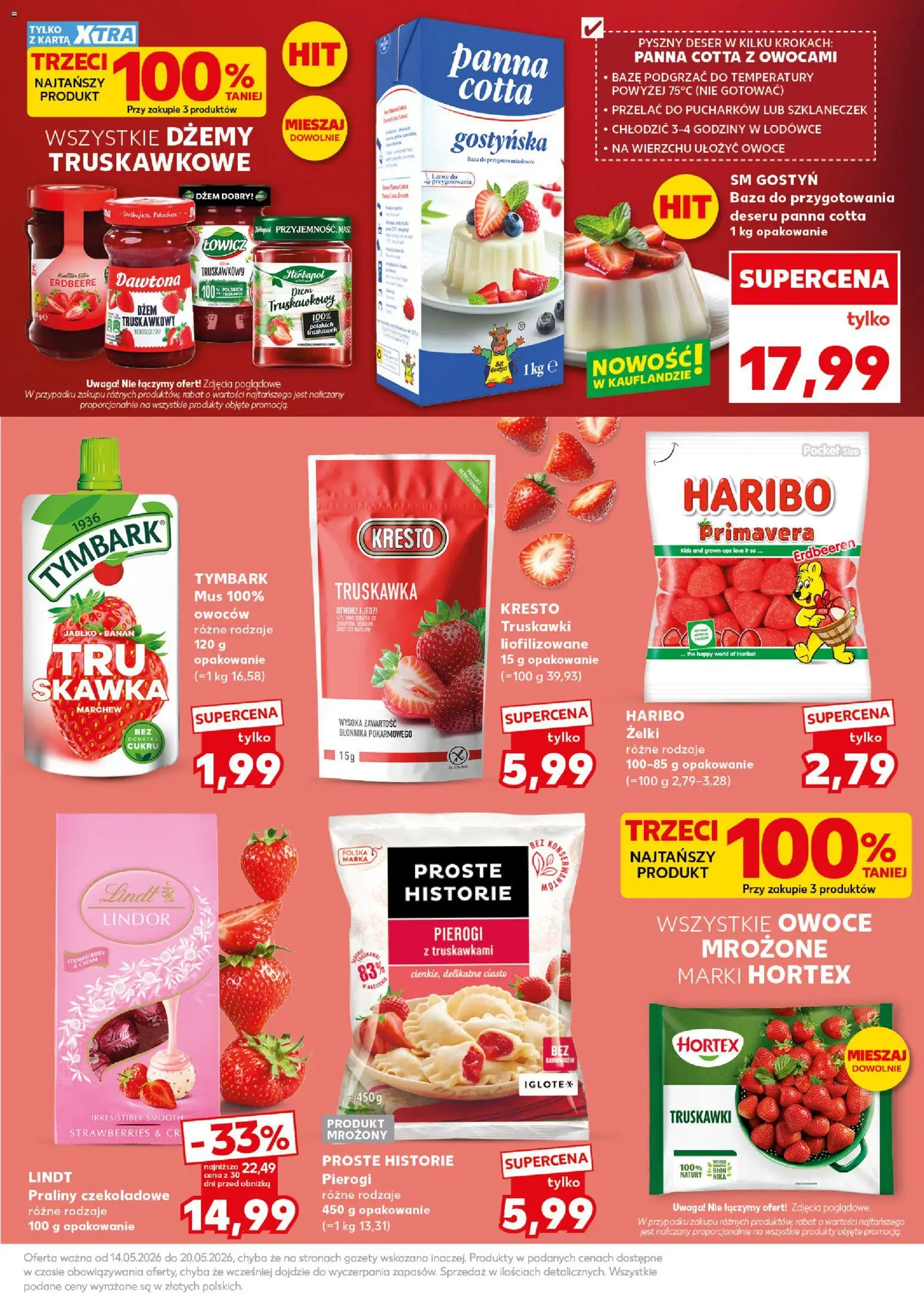 Kaufland Polsko leták - Mocny start od 18.05.2026 | Strana: 23 | Produkty: Džem, Lindt, Haribo, Panna cotta