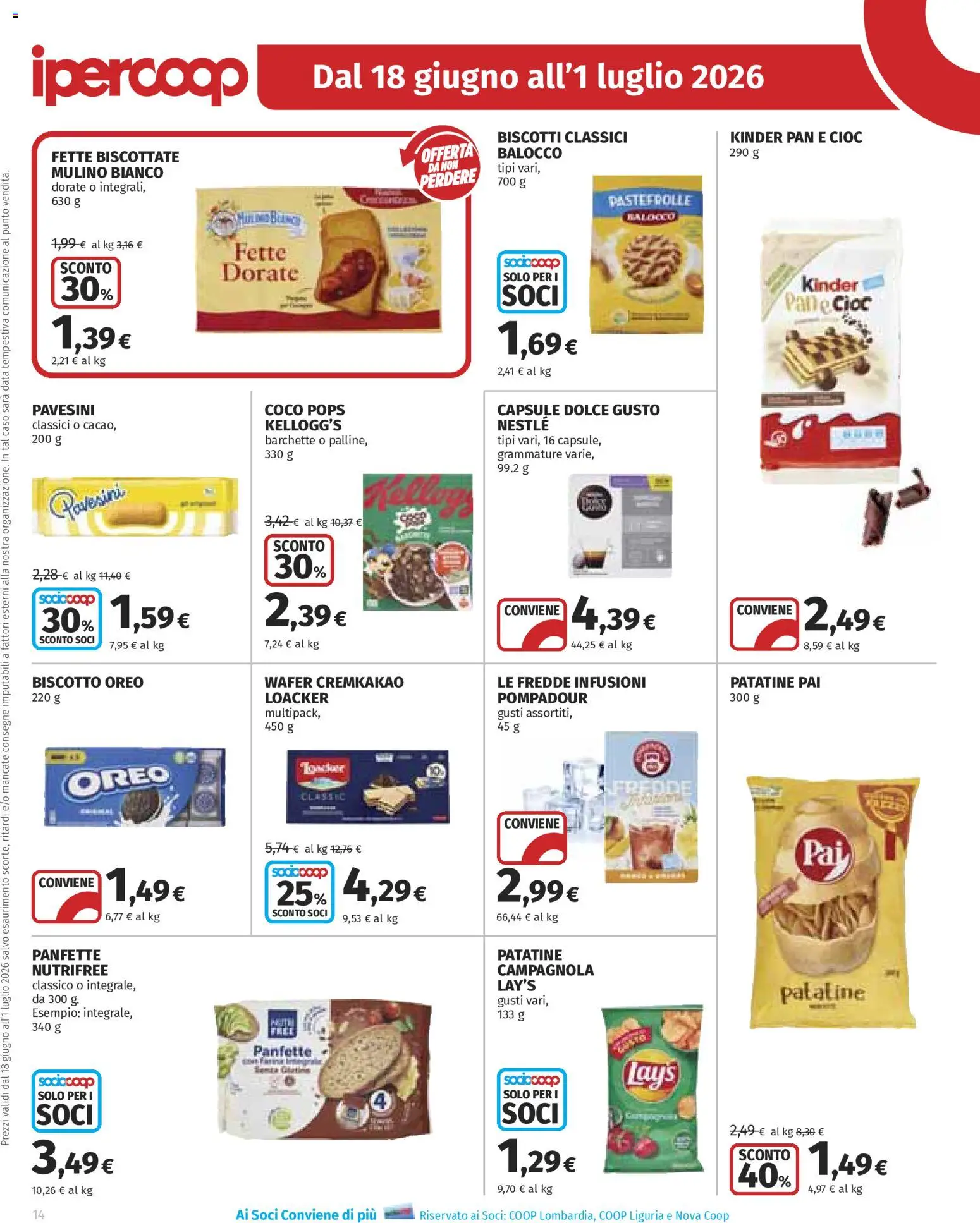 Volantino Ipercoop del 18.06.2026 | Pagina: 14 | Prodotti: Pane, Patatine, Biscotti, Data