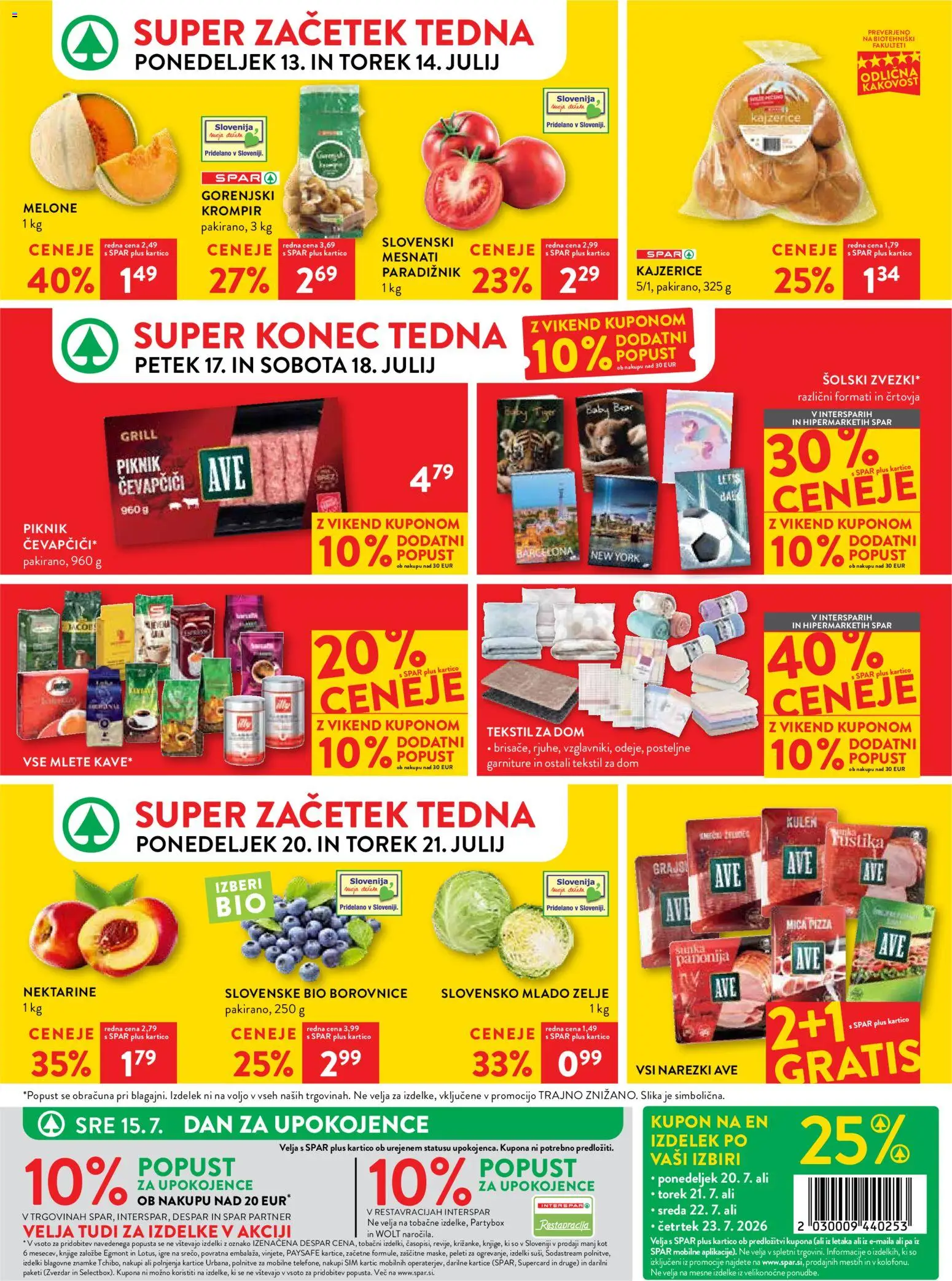 Novi Spar katalog ponudbe – veljaven od 16.07.2026 | Stran: 37 | Izdelki: Čevapčiči, Borovnice, Grill, Zelje