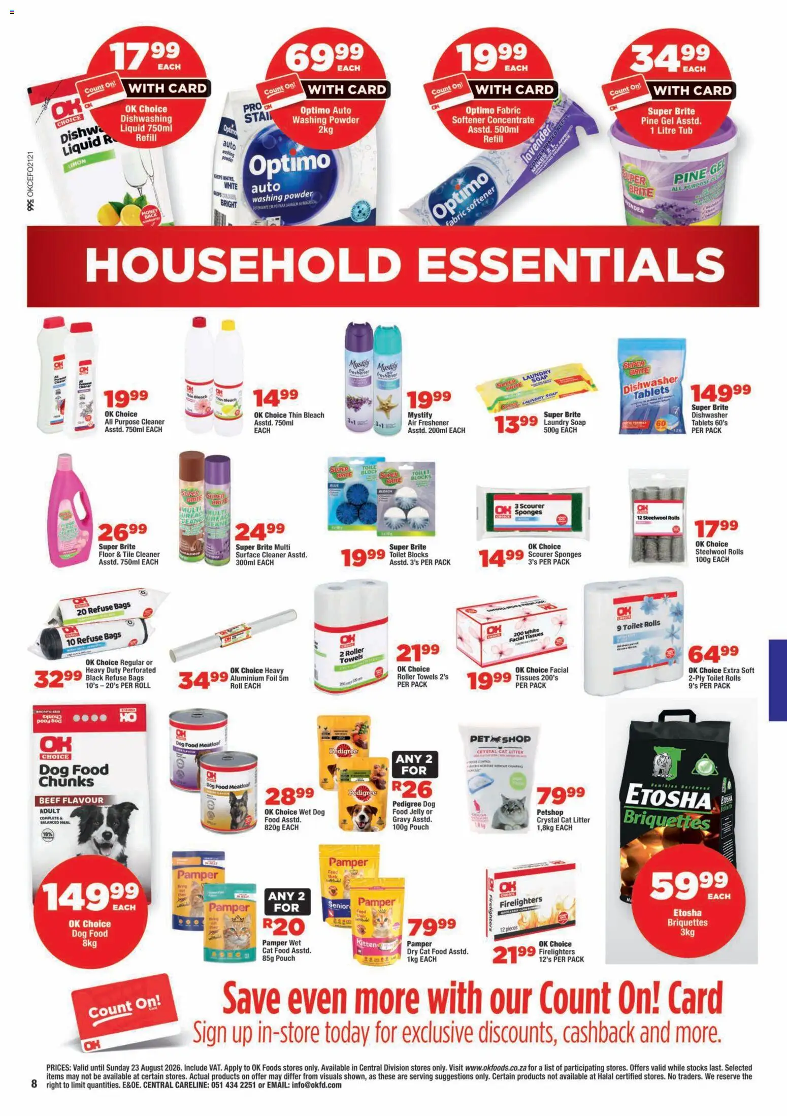 New OK Foods catalogue – valid from 12/08/2026 | Page: 8 | Products: Towels, Refuse bags, Soap, Tissues