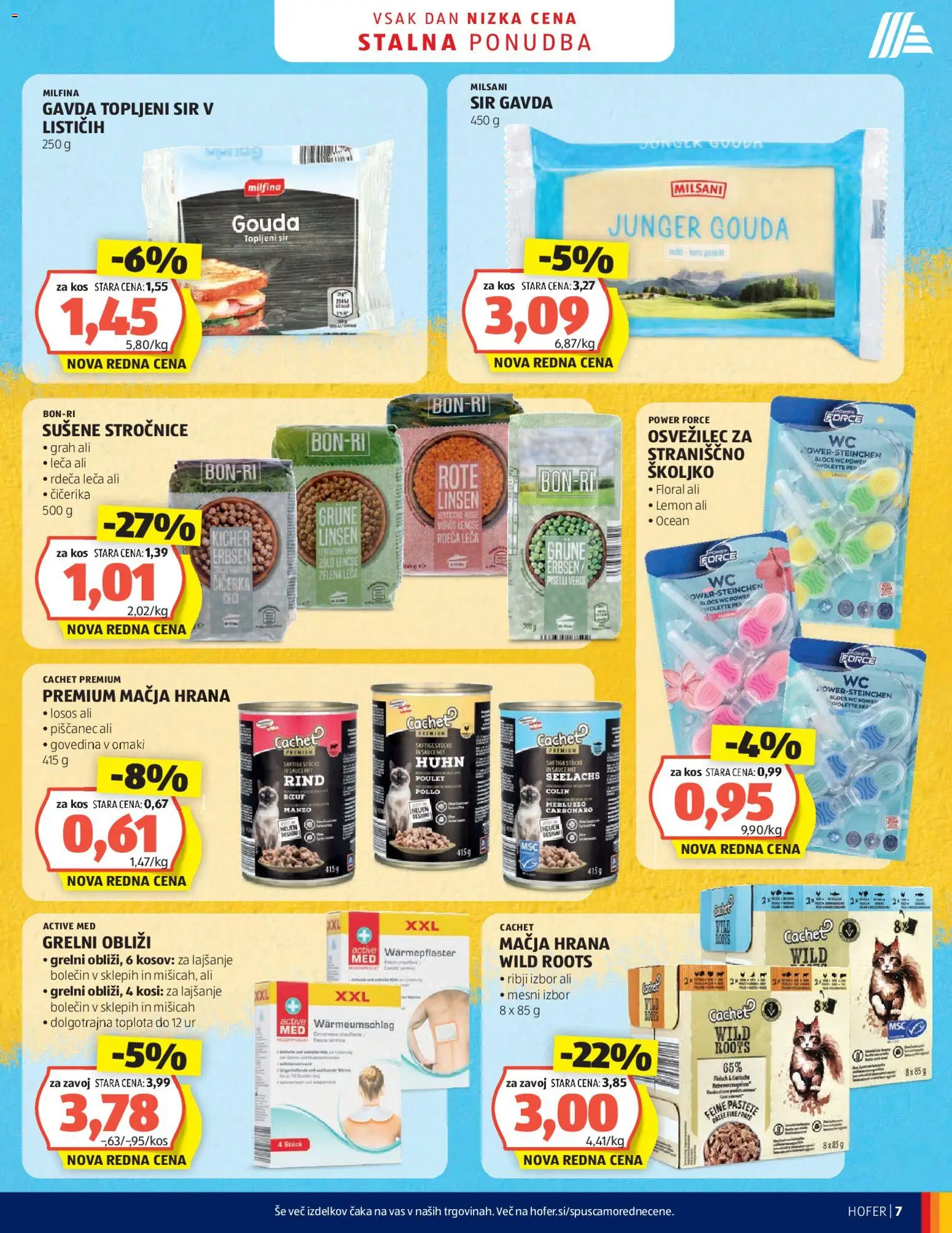 Novi Hofer katalog ponudbe – veljaven od 15.07.2026 | Stran: 7 | Izdelki: Topljeni sir, Losos, Sir, Zelena