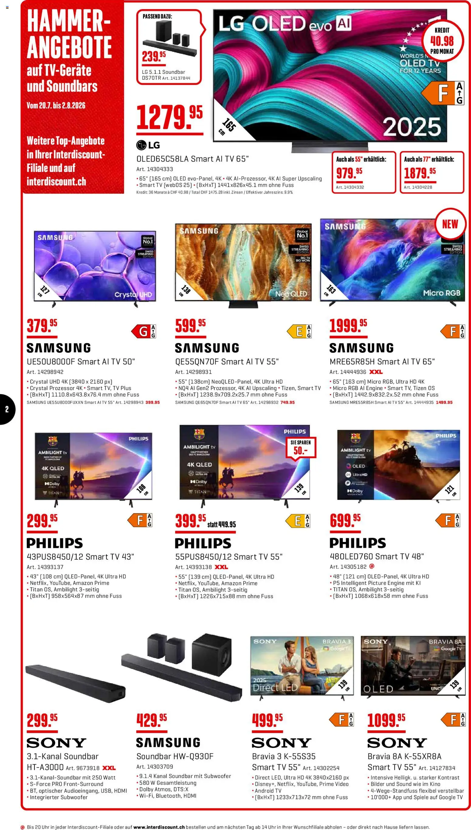 Interdiscount aktionen – gültig ab 20.07.2026 | Seite: 2 | Produkte: Video, Bilder, Sony, Philips