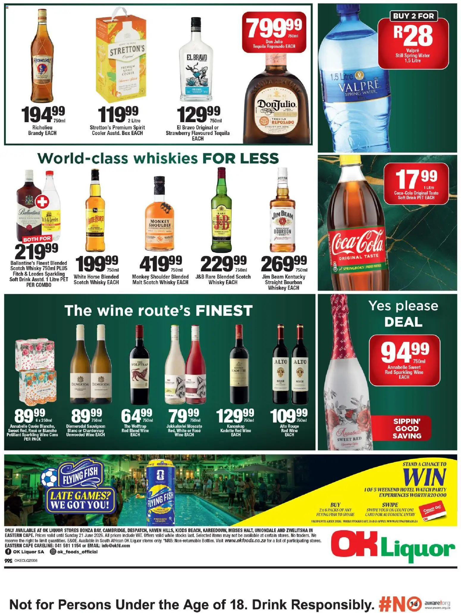 New OK Foods catalogue – valid from 10.06.2026 | Page: 2 | Products: Brandy, Cooler, Wine, Fish