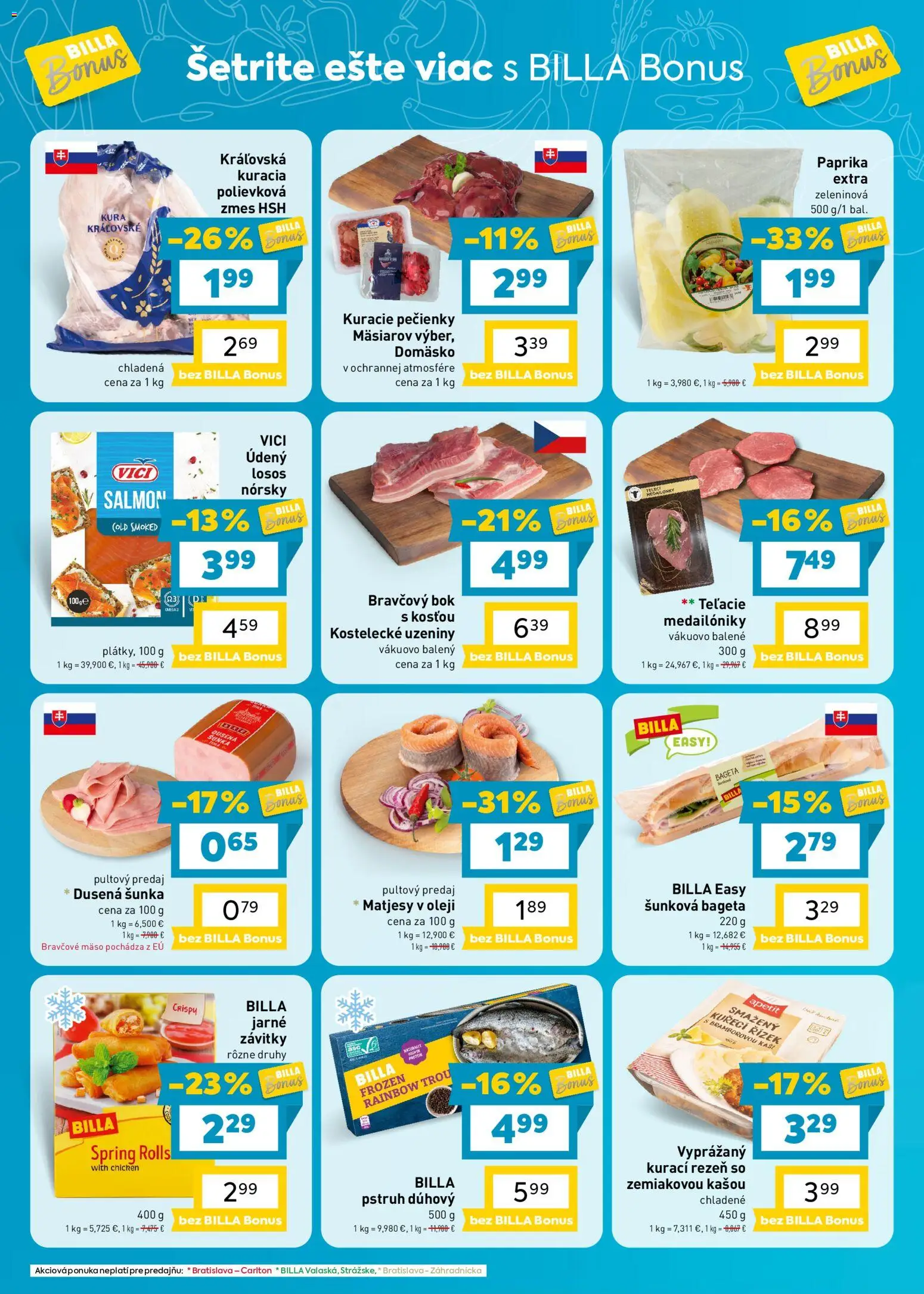 Nové Billa akcie – leták je platný od 02.09.2026 | Strana: 2 | Produkty: Šunka, Bageta, Bravčový bok, Omega 3