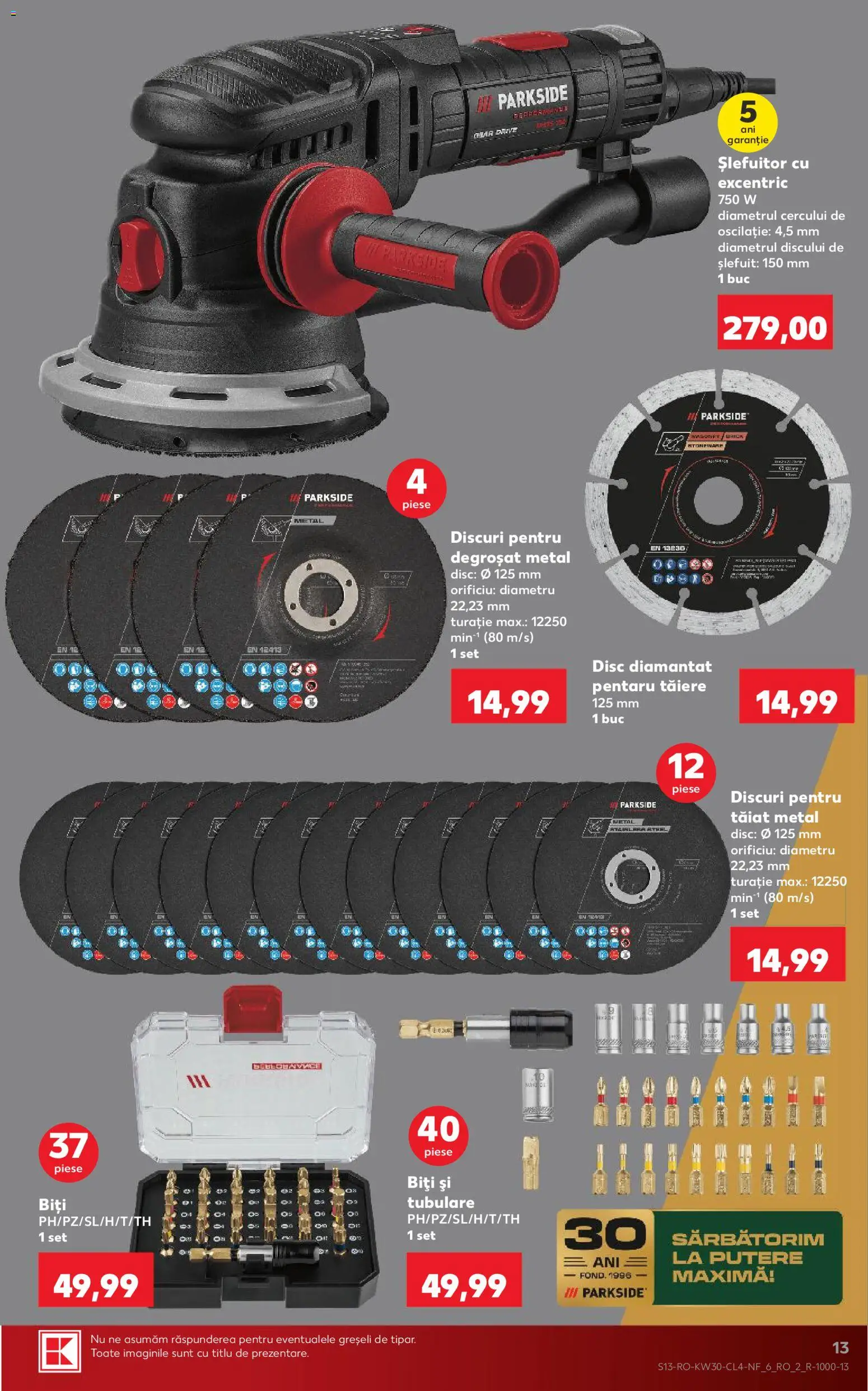 Noul catalog Kaufland – valabil de la 22.07.2026 | Pagină: 13 | Produse: Slefuitor, Disc, Parkside