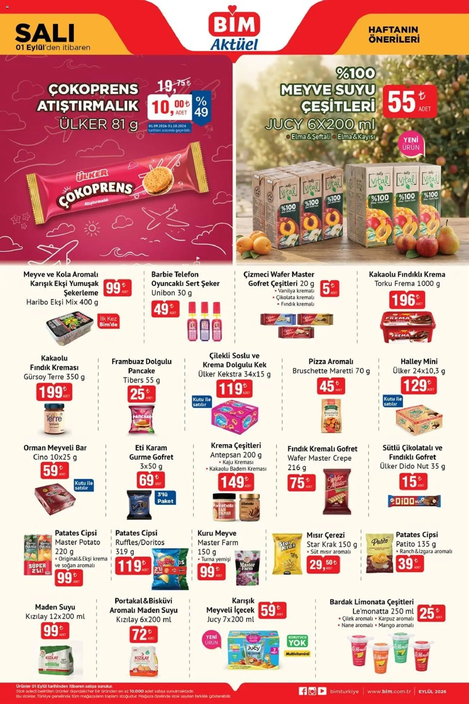 BİM - Katalog Salı - 01 Eylül 2026 tarihinden itibaren geçerlidir | Sayfa: 2 | Ürünler: Frambuaz, Çilek, Bardak, Maden suyu